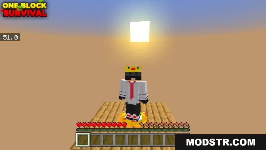 One Lucky Block Oneblock Lucky Block Map Screenshot 4 Player standing on the single lucky block in sky