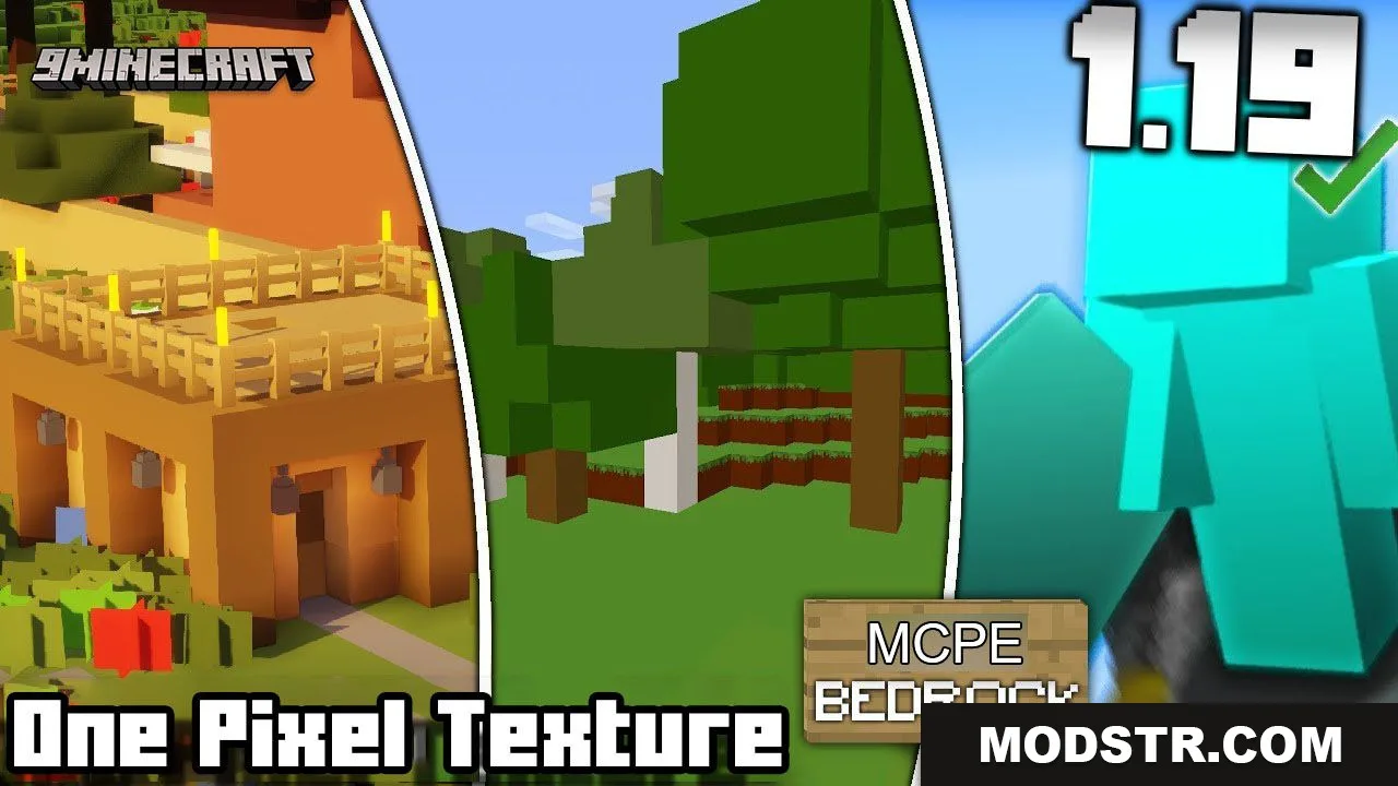 One Pixel Texture Pack (26.x, 1.21) – MCPE/Bedrock 1×1 Pack cover art