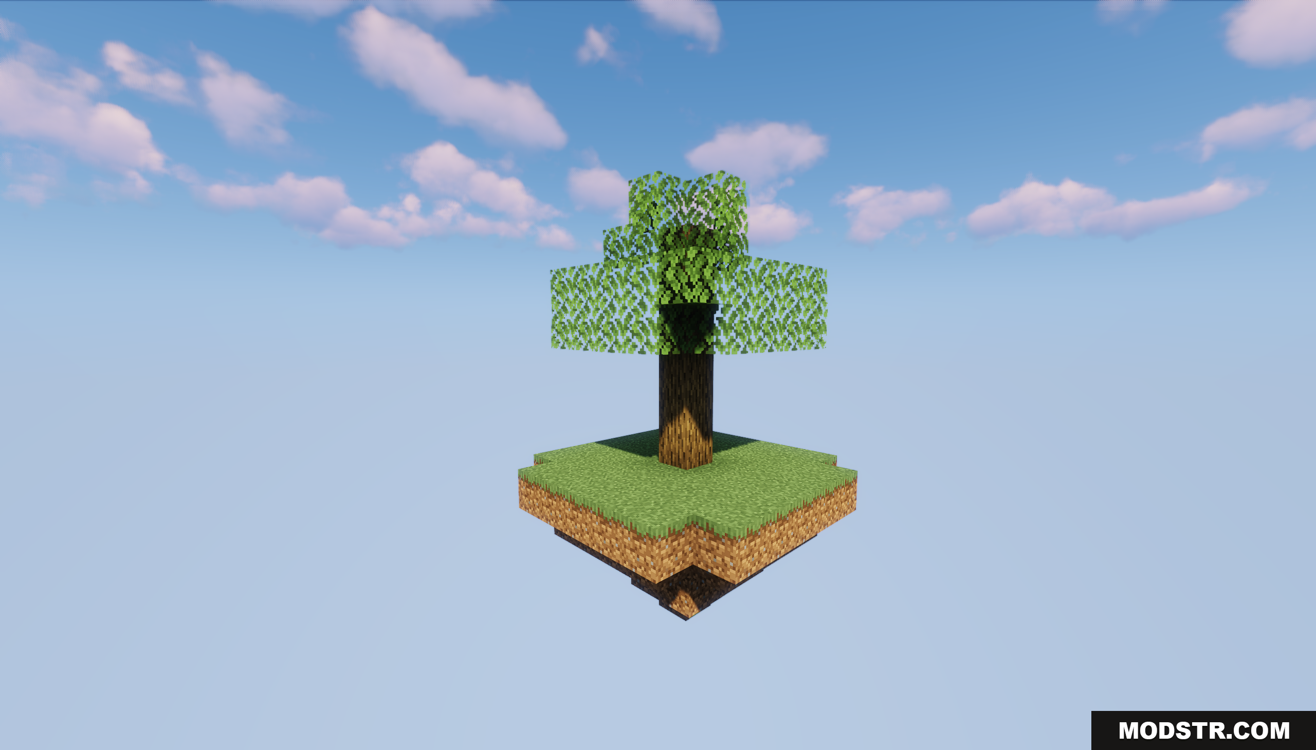 Oneblock of Dirt Map Screenshot 6 Single oak tree on a floating dirt island in Oneblock map