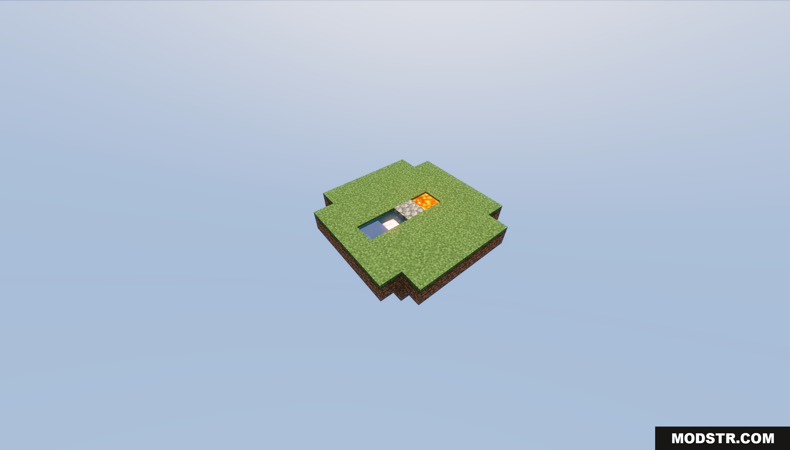 Oneblock of Dirt Map Screenshot 8 Small floating grass island containing a basic cobblestone generator setup