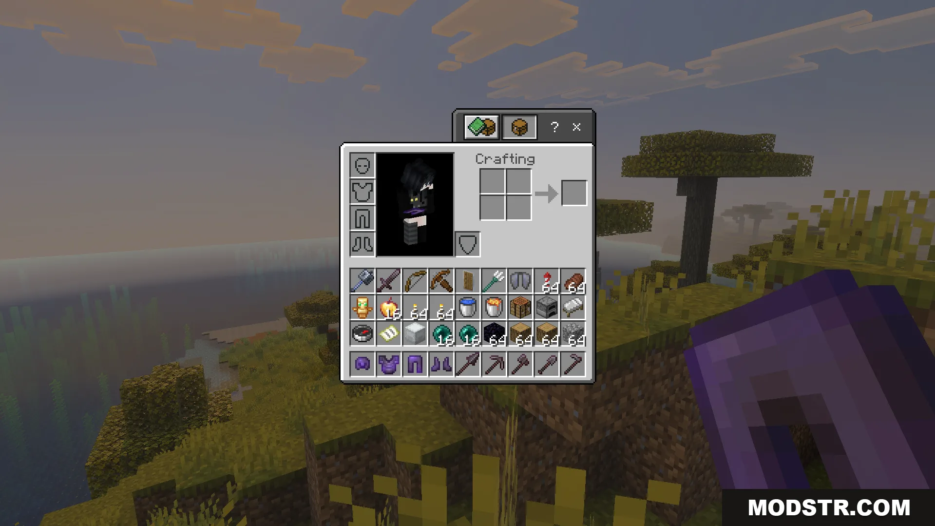 OP Loot Kit Addon Screenshot 5 Minecraft inventory screen showing a full set of Netherite armor and tools