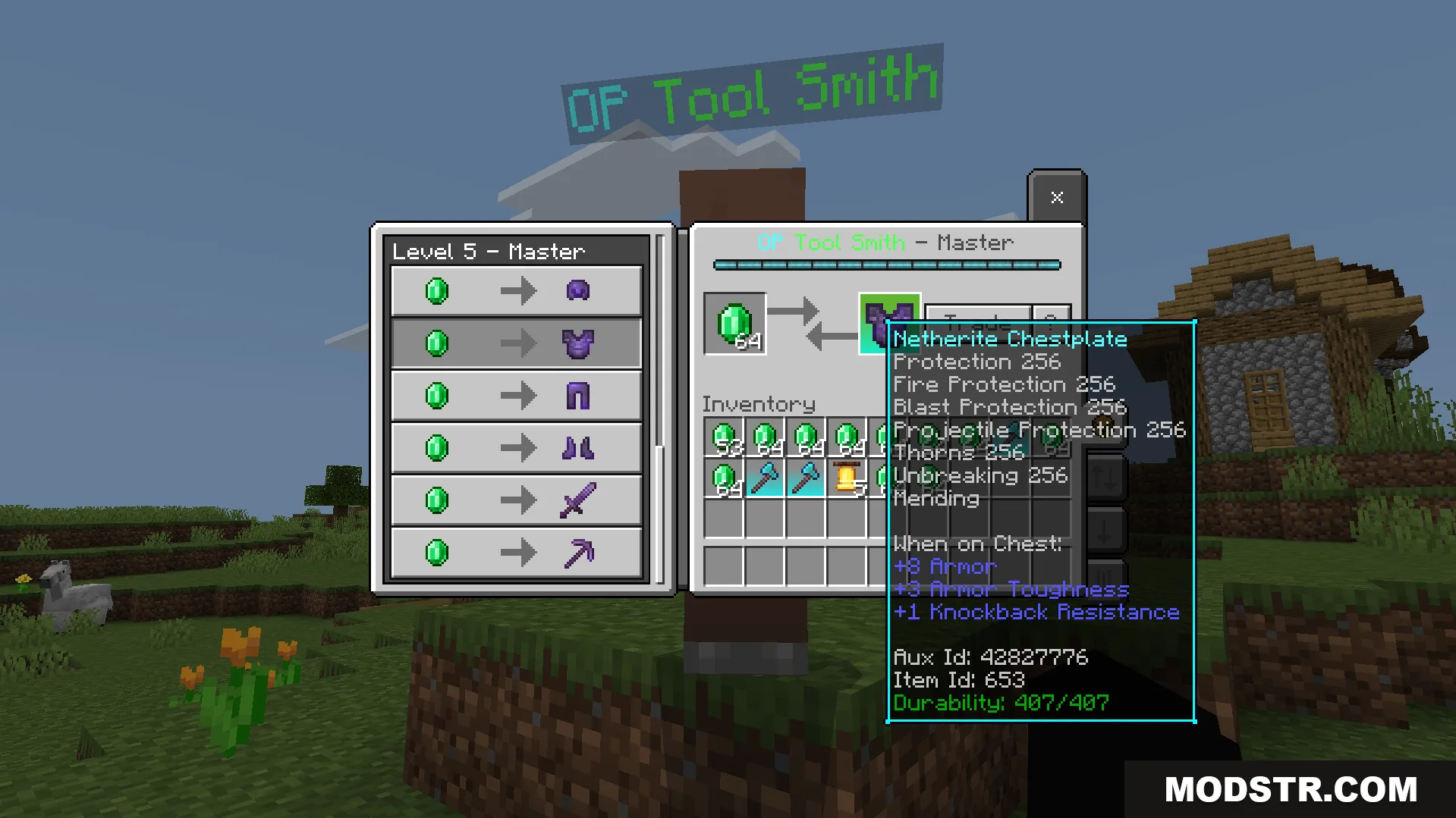 A master tool smith offers an overpowered enchanted Netherite chestplate