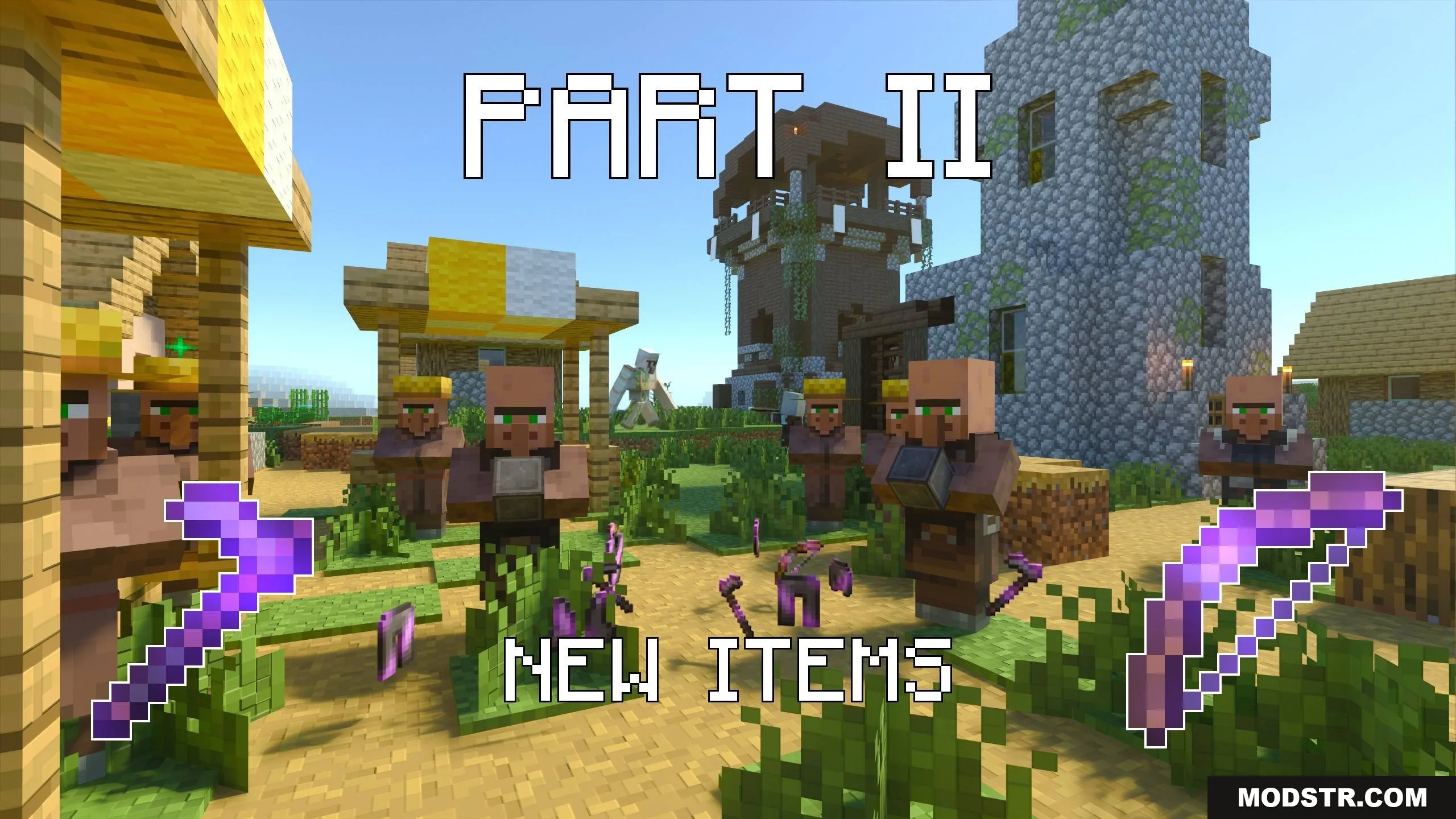 Part II Map featuring villagers with powerful enchanted weapons and a pillager outpost
