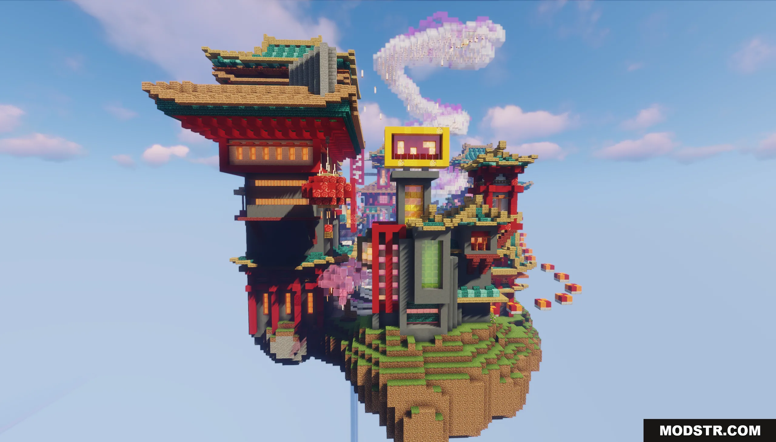 Orient Punk Map Screenshot 4 A floating island featuring large Orient Punk structures and a purple dragon