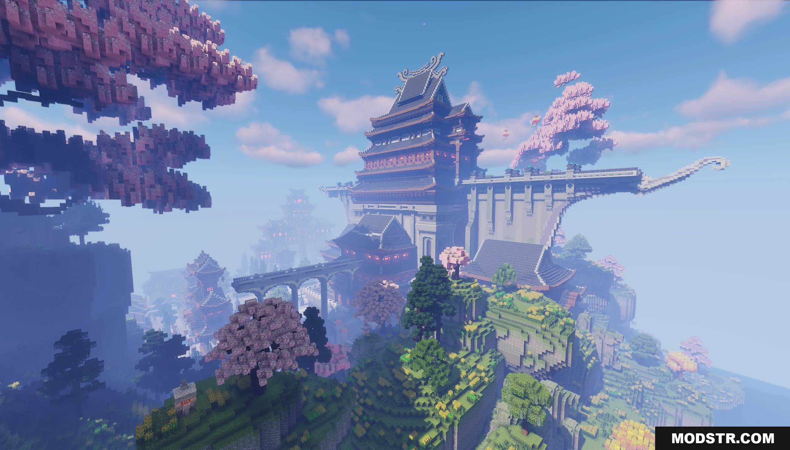 Oriental Valley Map Screenshot 8 Massive Asian style temple built on a cliff surrounded by cherry blossom trees