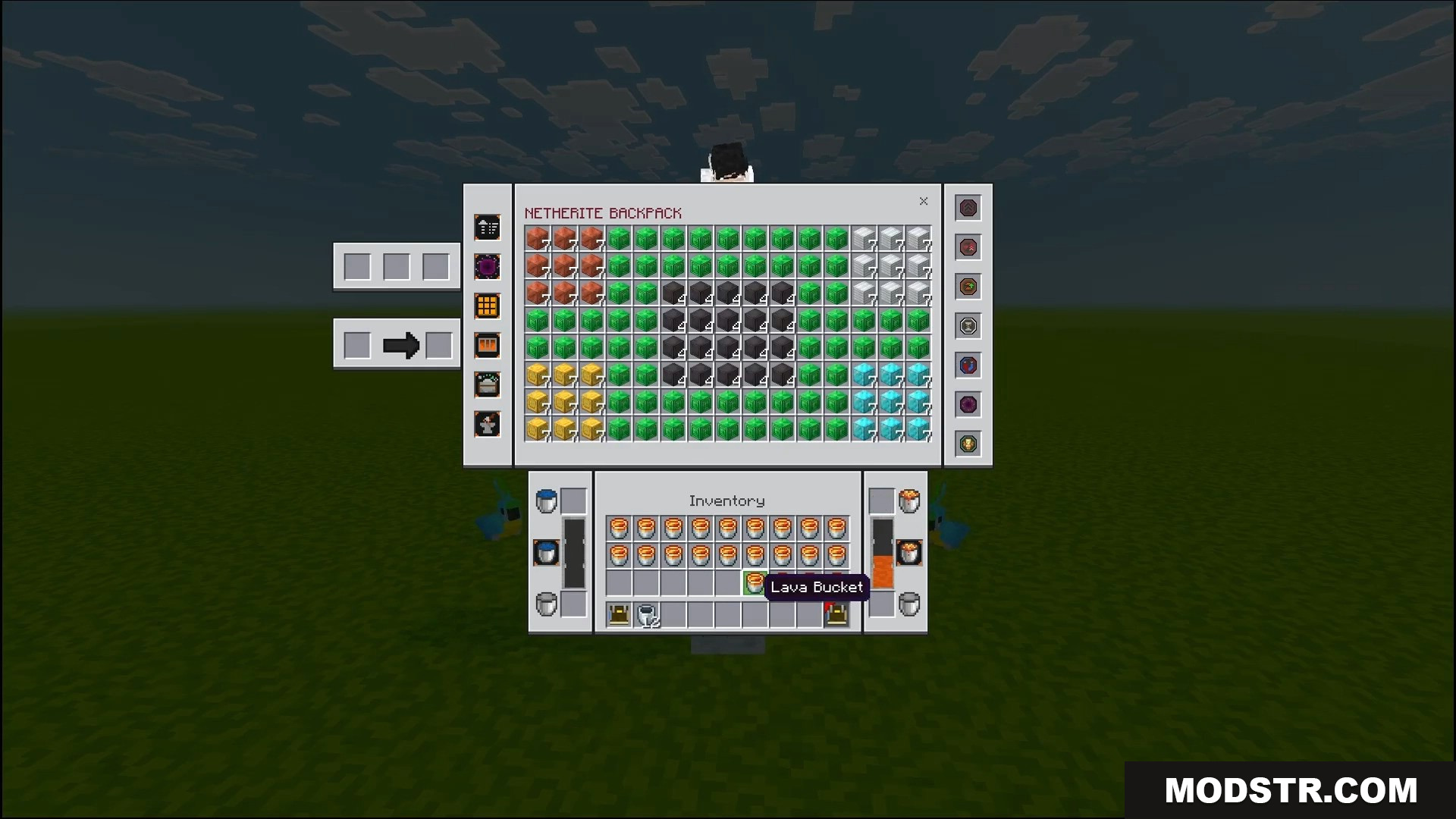 Otg Backpack Addon Screenshot 6 Large portable storage system filled with compressed materials and lava