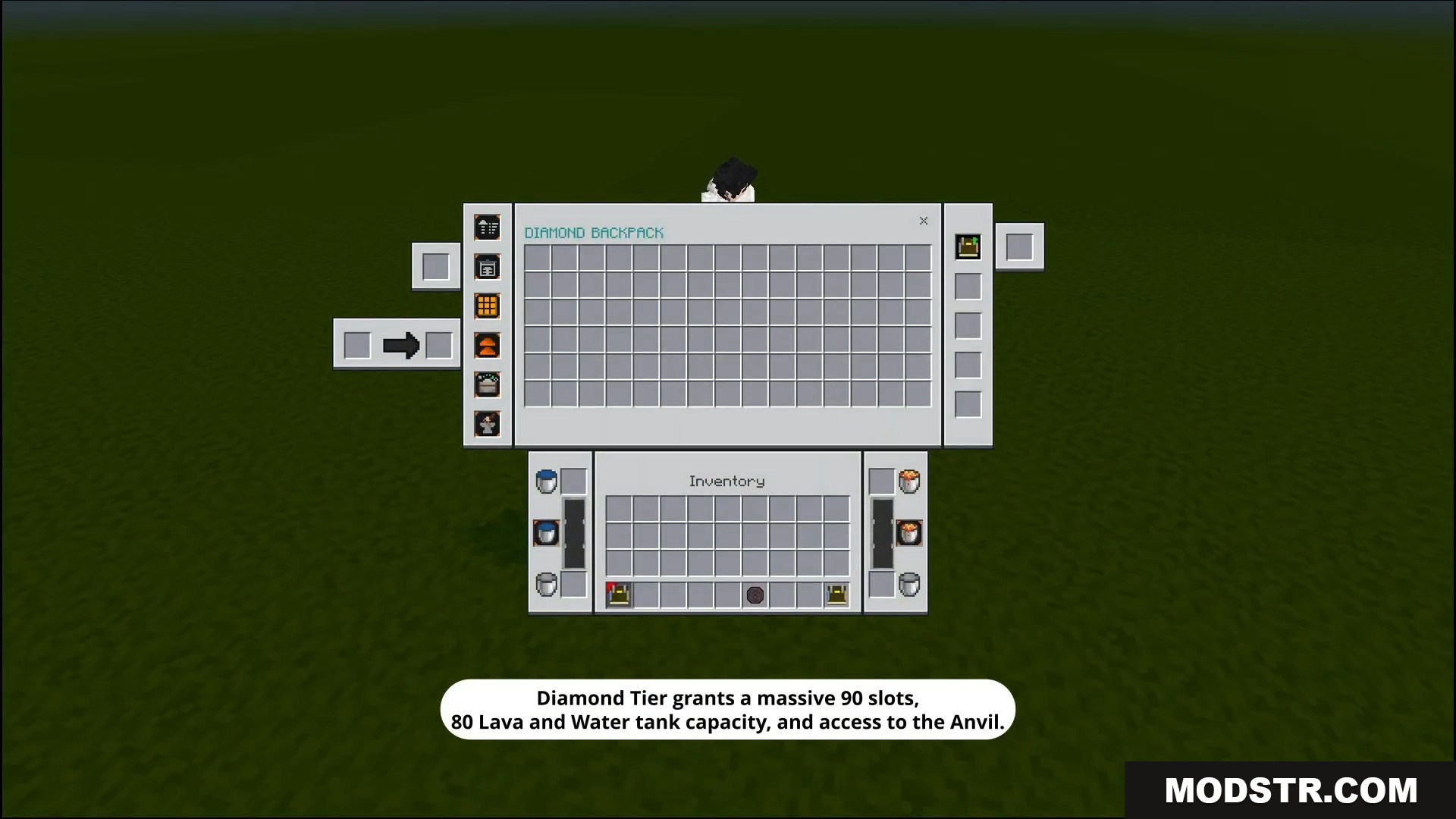 Otg Backpack Addon Screenshot 4 Diamond backpack tier providing ninety storage slots and fluid tanks