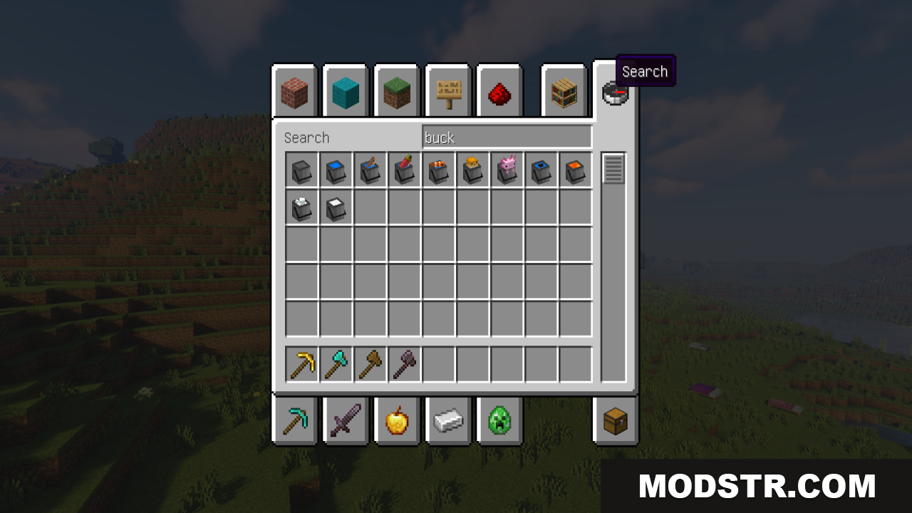 3D models for buckets in the creative inventory menu
