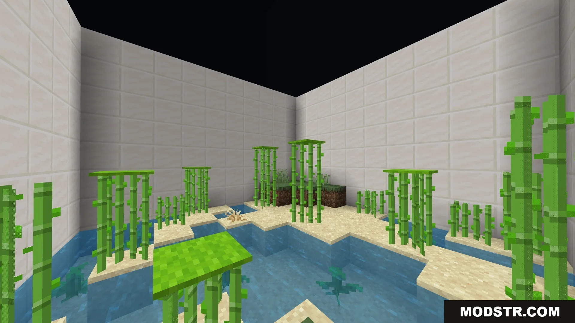 Parkour a Map Screenshot 5 Bamboo parkour room with white tiled walls and water pools