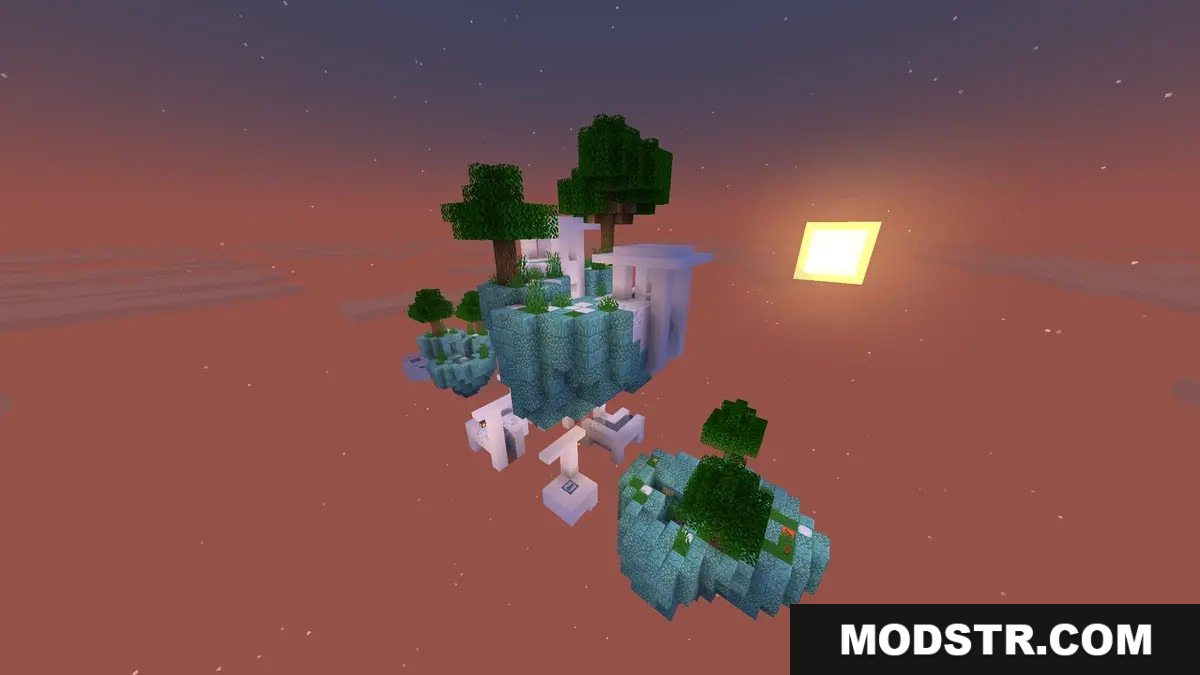Parkour Galaxy Map ocean style islands with prismarine and quartz blocks