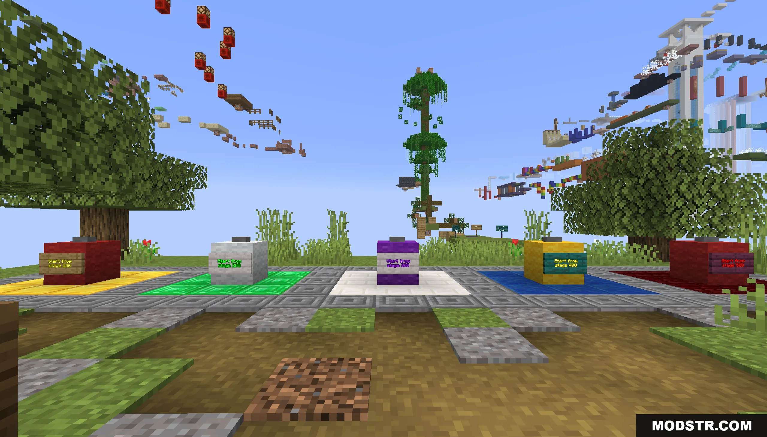 Parkour Travel Map Screenshot 2 Colorful blocks with buttons for stage selection in Parkour Travel Map