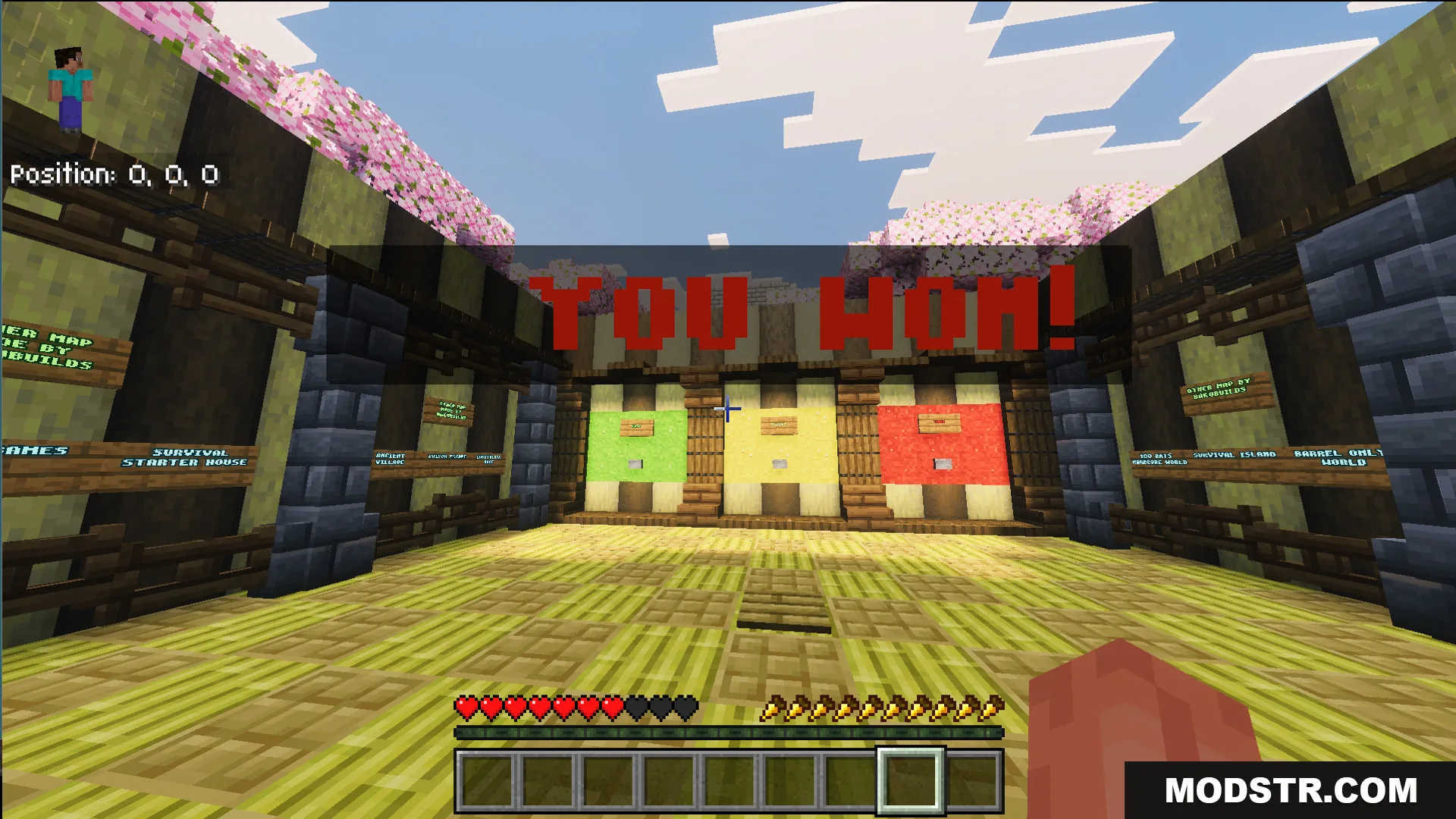 Parkour with levals Map wooden lobby featuring three different difficulty level paths