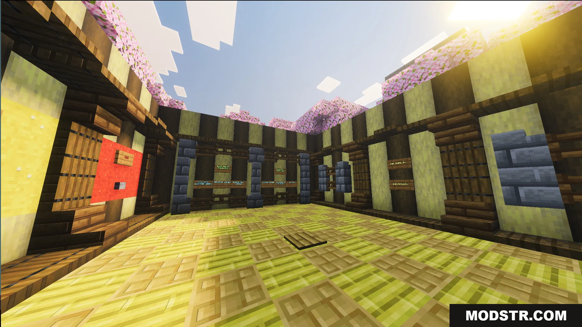 Starting lobby area where players choose difficulty levels for parkour challenges