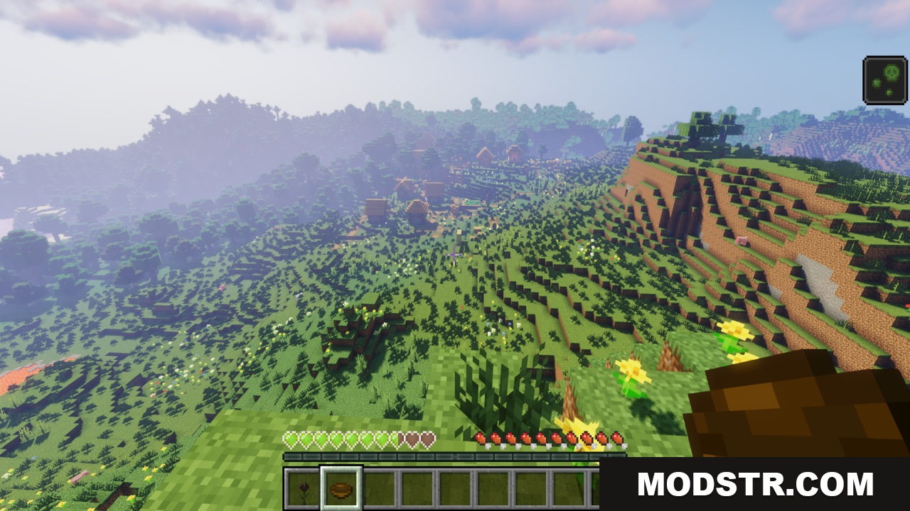 Pixels Simple Hud Texture Pack Resource Pack Screenshot 7 Holding a bowl with modified empty heart icons on screen