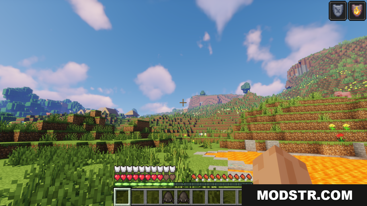 Pixels Simple Hud Texture Pack Resource Pack Screenshot 11 Player viewing village showing custom dark withered health heart icons