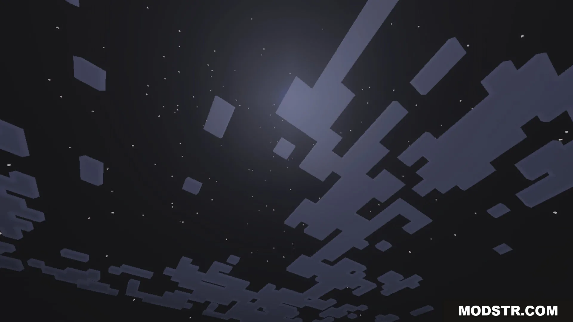 Pixie - Vibrant Visual PBR Shader Screenshot 4 Moonlight shining through blocky clouds in a starry night sky in Minecraft