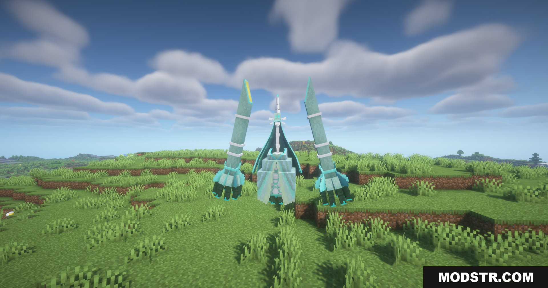 Planeta Cobblemon Pokemon Data Pack Screenshot 2 A frontal view of the robotic creature Iron Crown