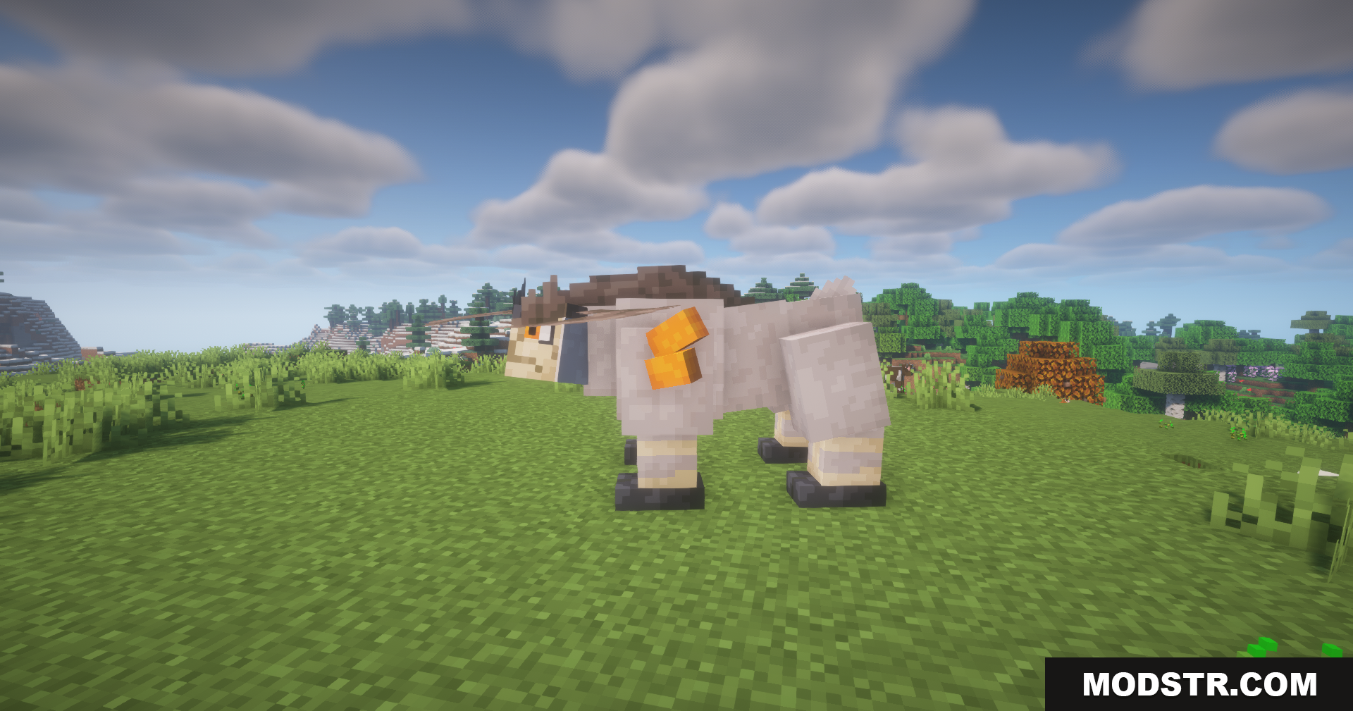 Planeta Cobblemon Pokemon Data Pack Screenshot 8 Side view of the Terrakion creature with orange details