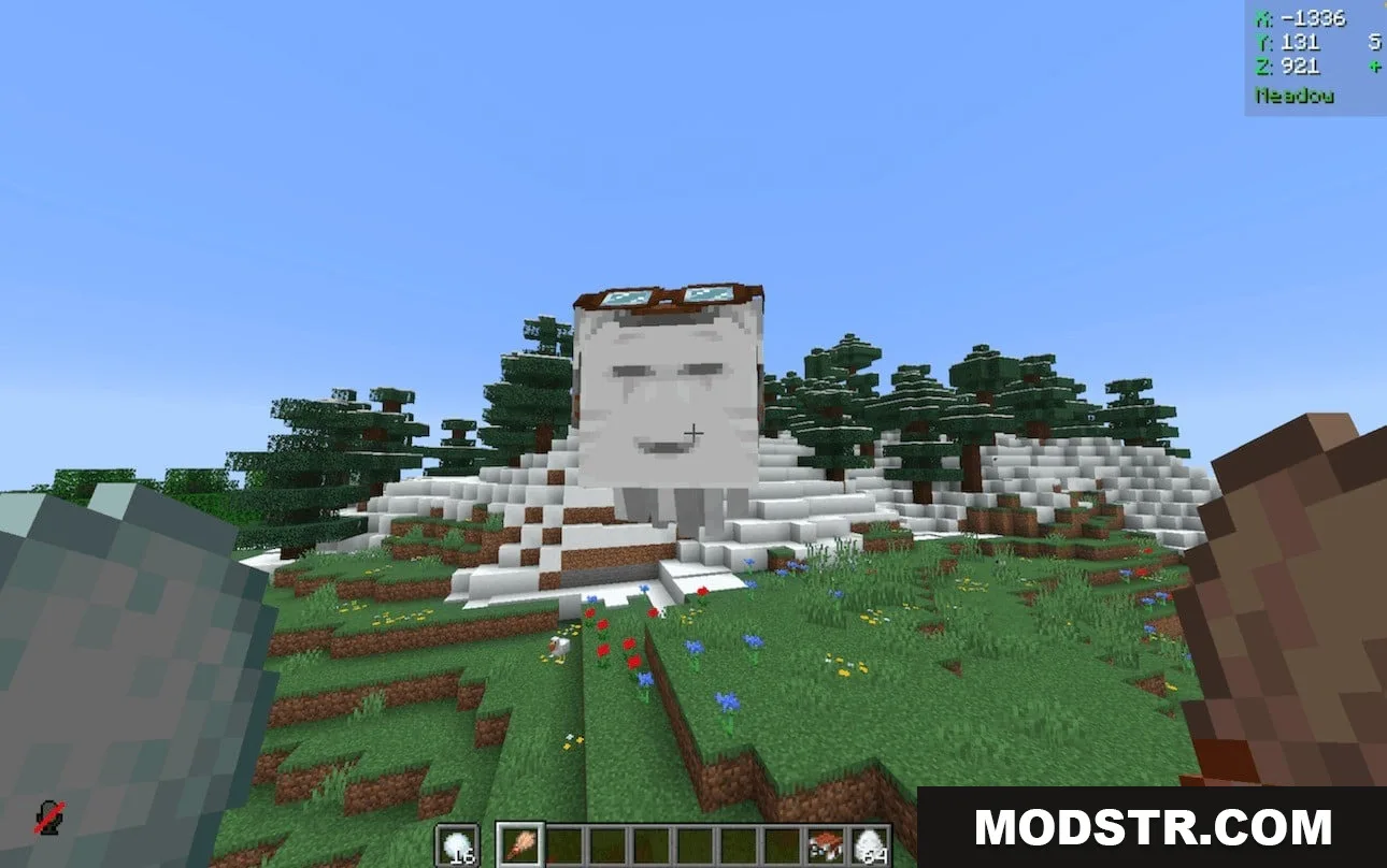 Pocket Phantom Protocol Data Pack Screenshot 2 A small Happy Ghast with goggles floating near a snowy forest landscape