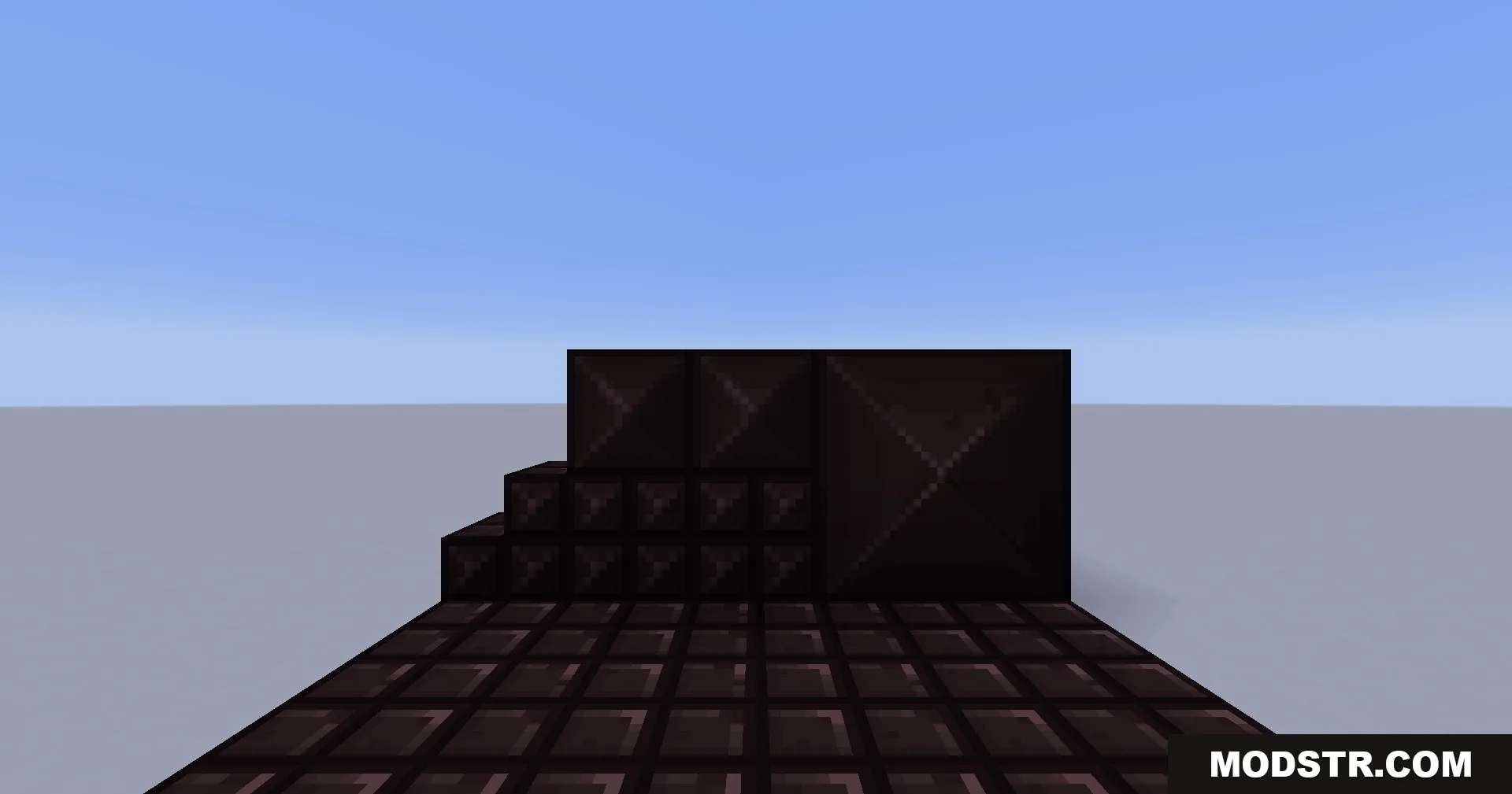 Portal Mod Portal 1 Blocks Resource Pack Screenshot 7 Dark blackplate blocks arranged in a staircase pattern on a tiled floor