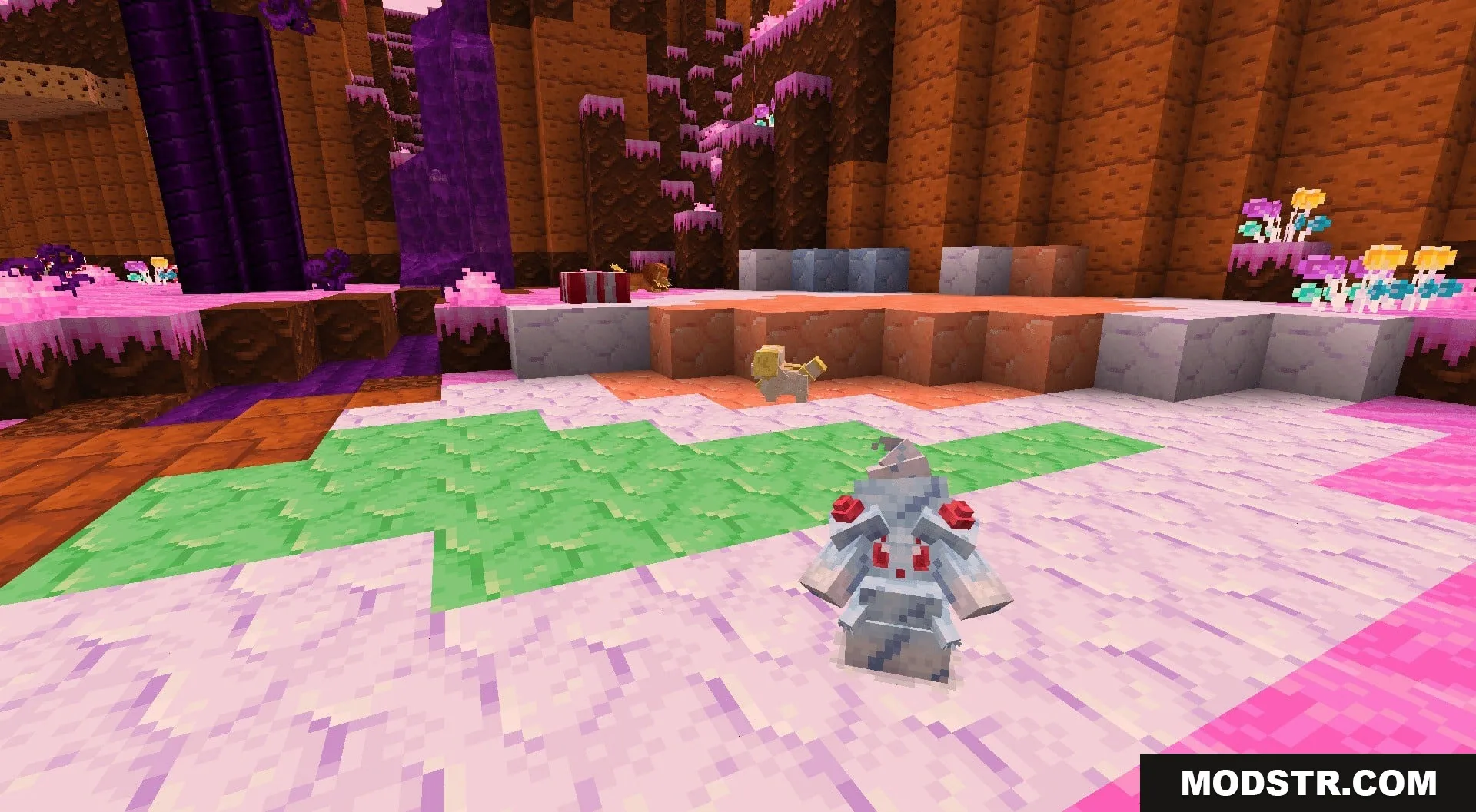 Primordial Pocket Monsters Data Pack Screenshot 3 Milcery in the candy cavity biome from Primordial Pocket Monsters Data Pack