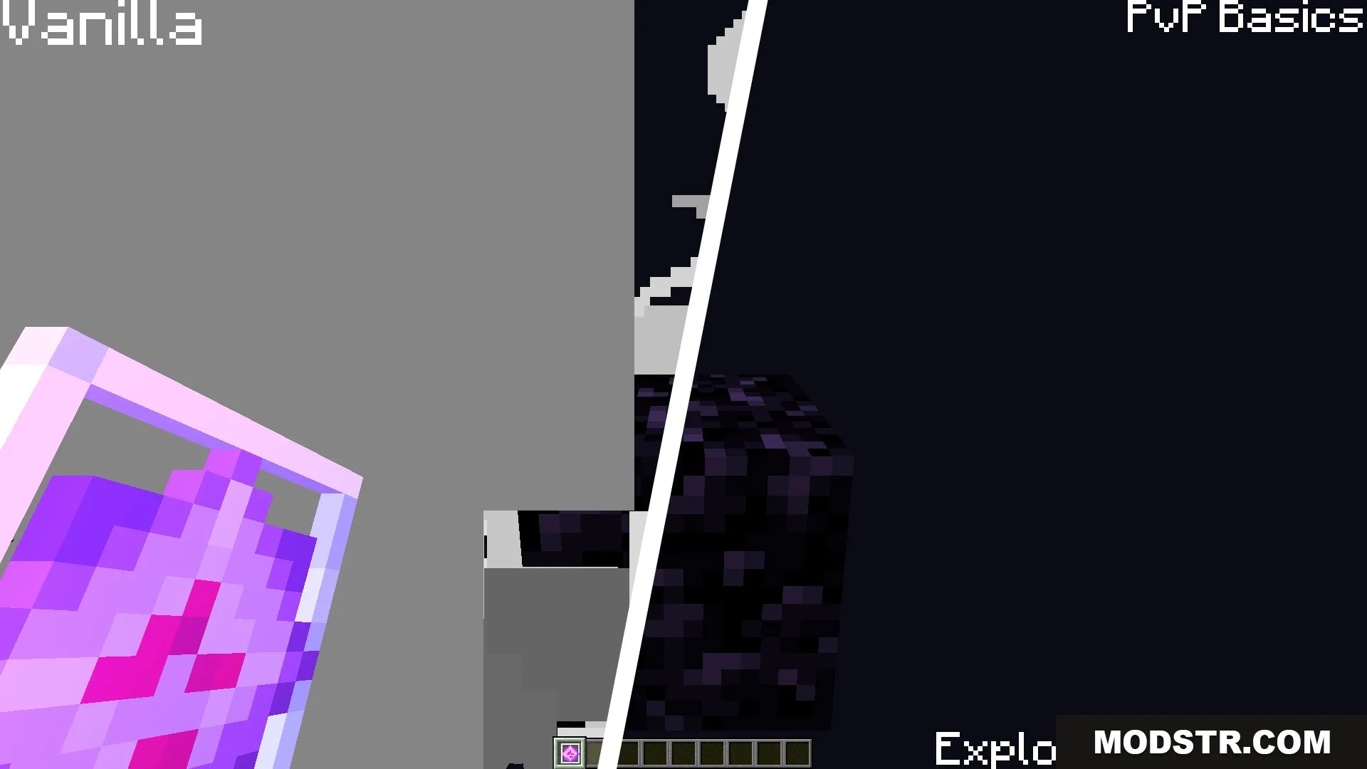 Pv P Basics Resource Pack Screenshot 8 Comparison of vanilla explosion smoke and clear particles for better vision