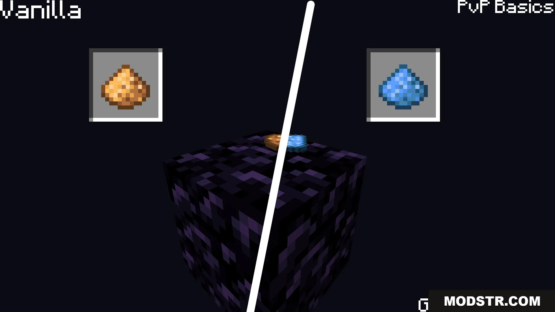 Pv P Basics Resource Pack Screenshot 4 Side by side comparison of yellow and blue glowstone dust item textures
