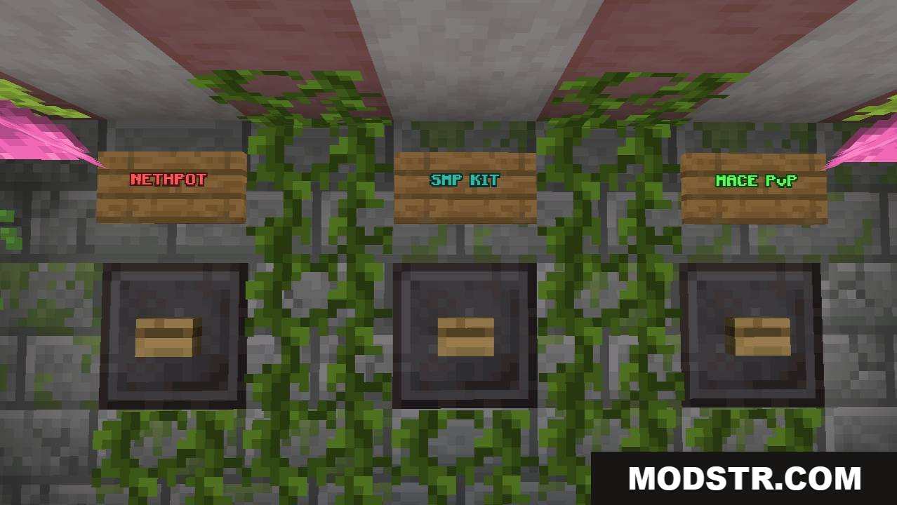 Pvp Practice Map Screenshot 4 Wooden entrance gate topped with a green and black creeper face