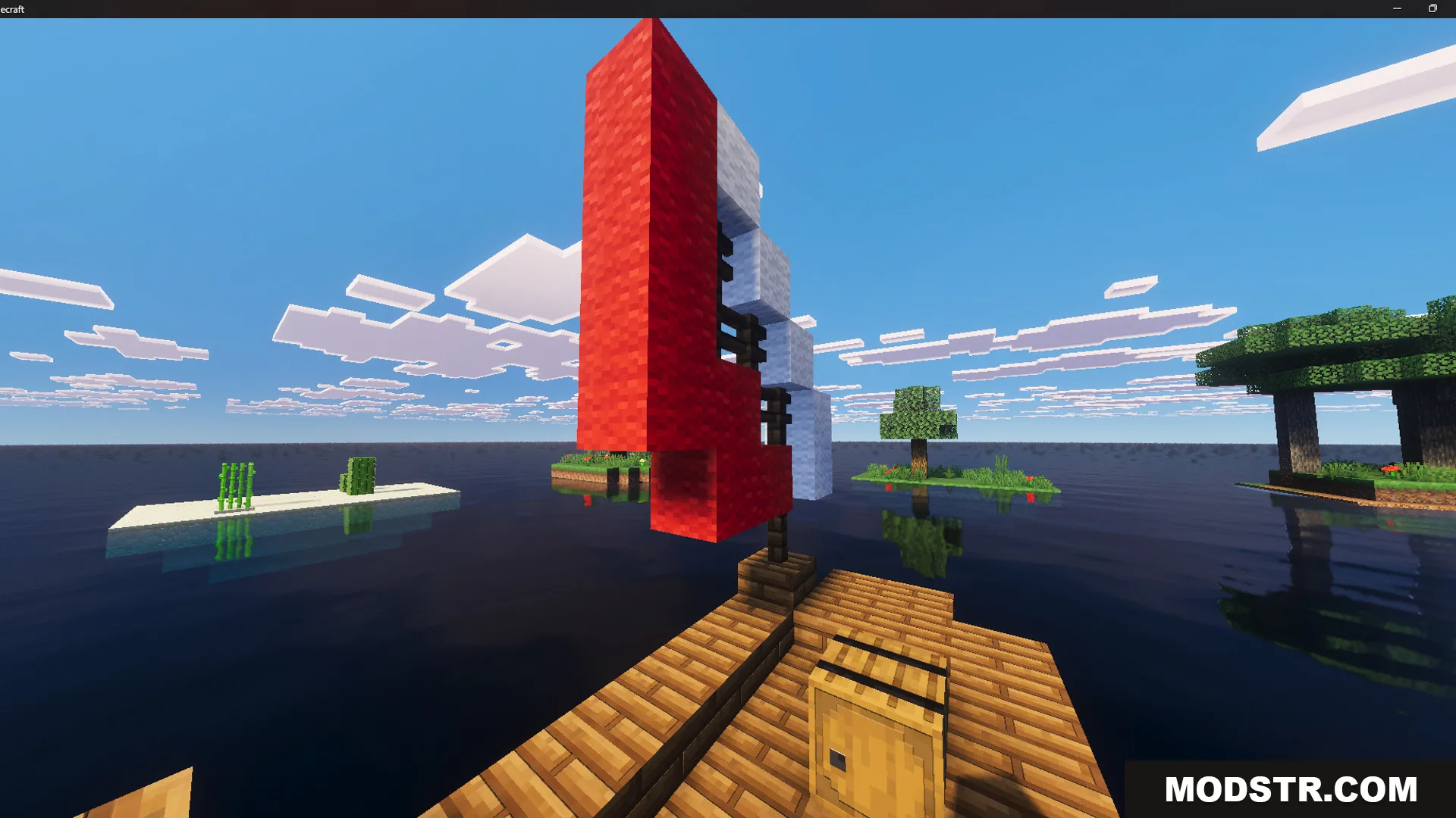 Raft Only Survival Island Adventure Map Screenshot 1 Raft Only Survival Island Adventure Map features a wooden raft with a sail