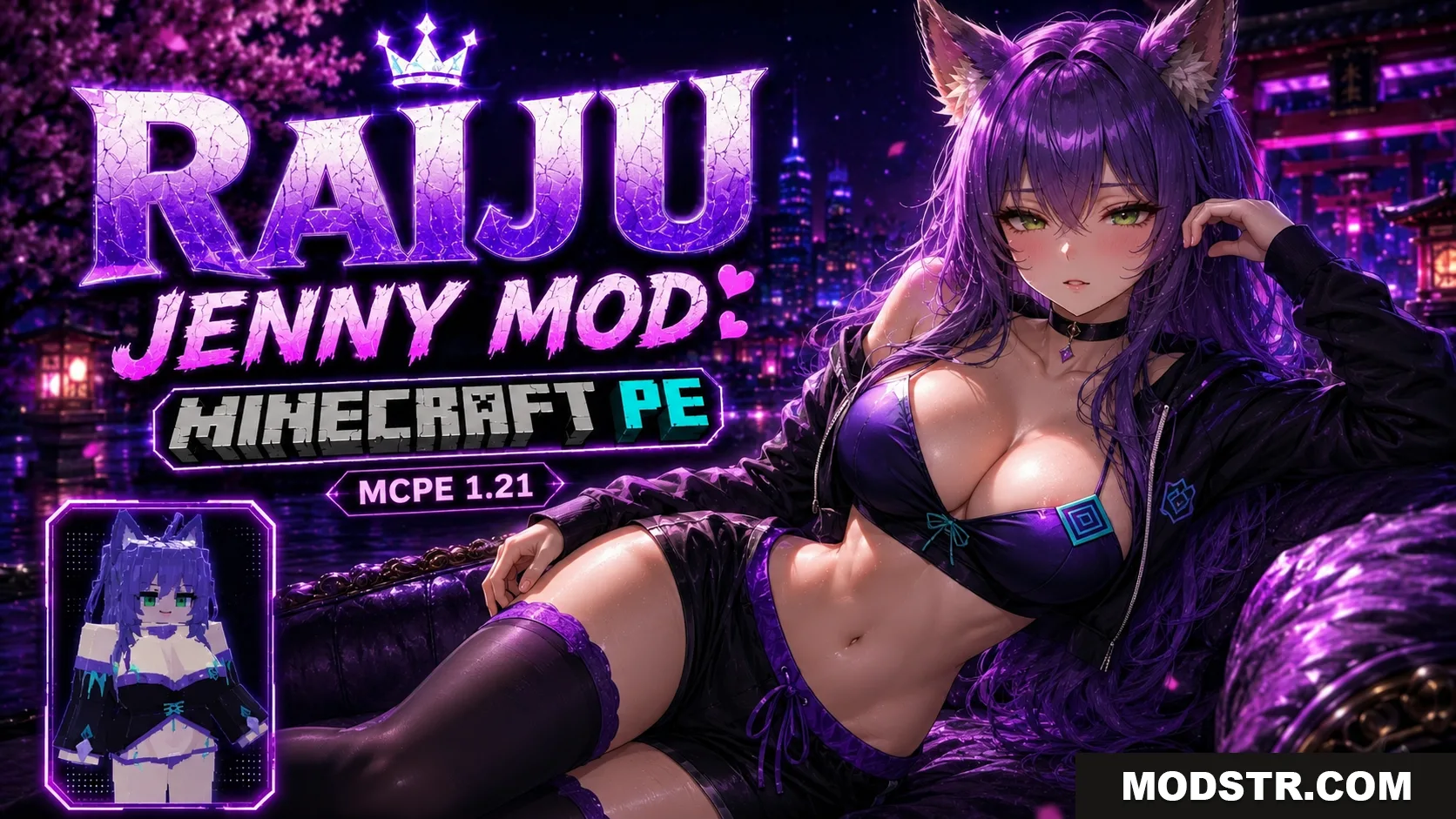 Raiju Jenny Mod for Minecraft PE 1.21 – Thunder Anime Companion