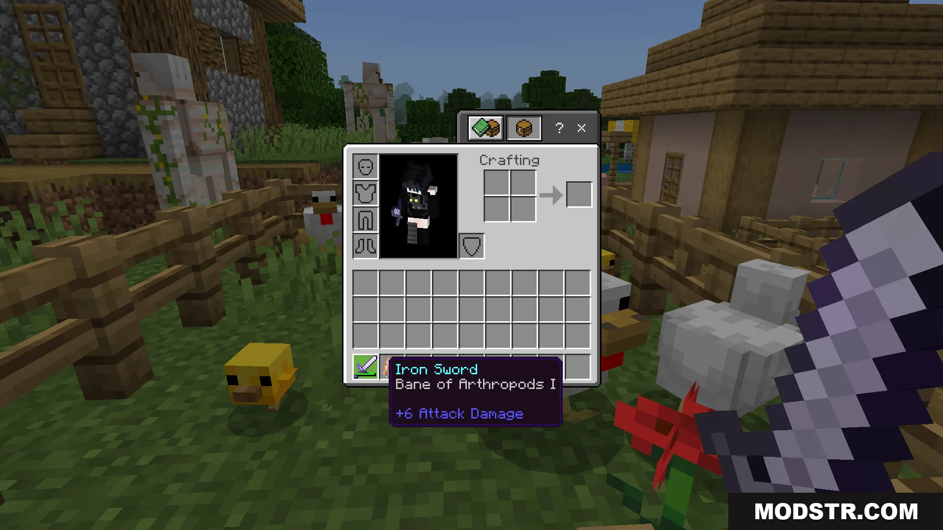 Random Enchant on Attack Addon Screenshot 2 Random Enchant On Attack Addon gives an iron sword a random enchantment