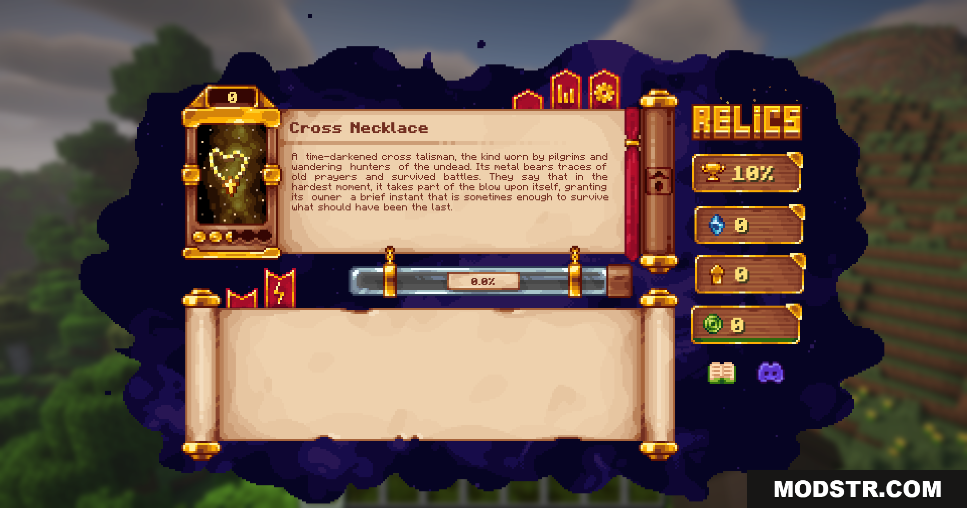 Reliquified Artifacts Mod Screenshot 11 A Cross Necklace relic with its lore and description