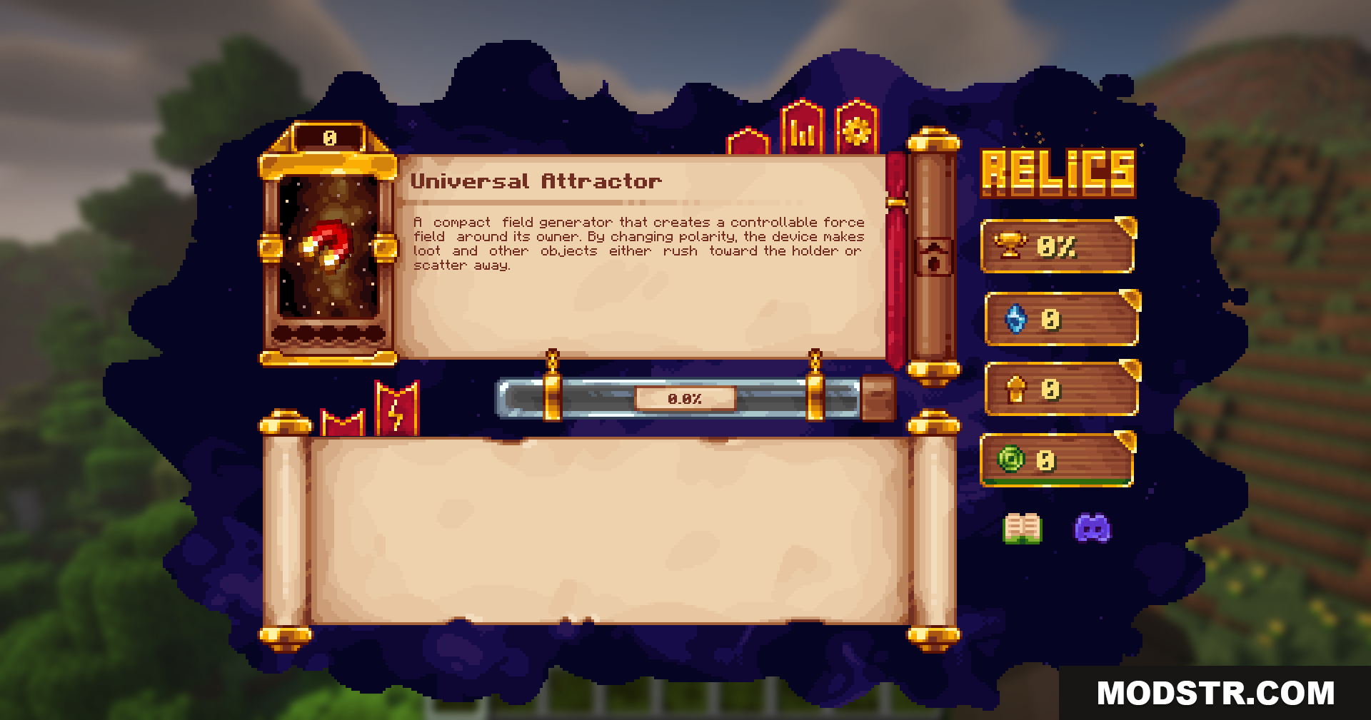 Reliquified Artifacts Mod Screenshot 7 Universal Attractor artifact in the Relics mod user interface
