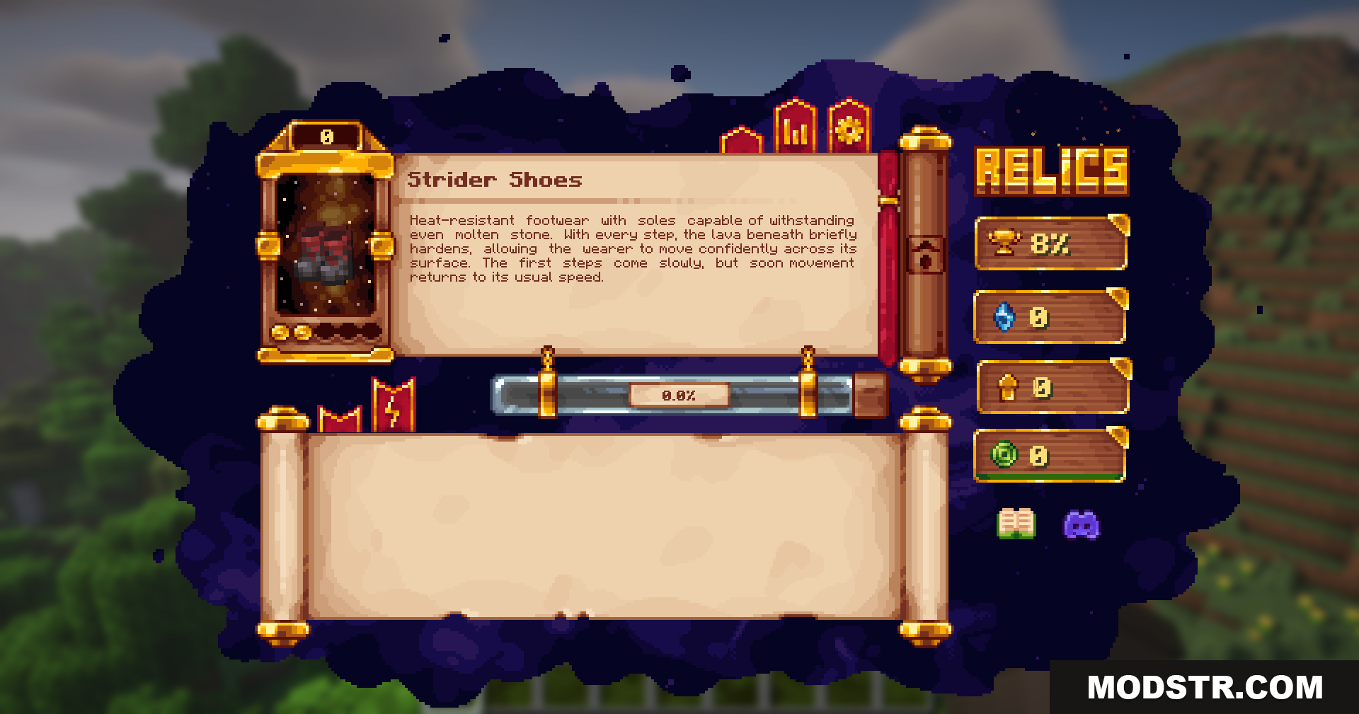 Reliquified Artifacts Mod Screenshot 14 A closer look at the Strider Shoes relic interface