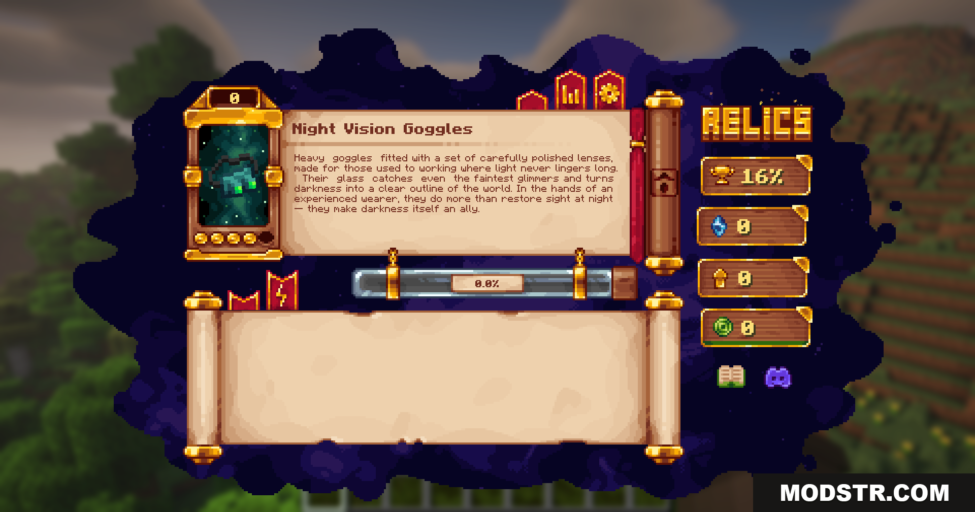 Reliquified Artifacts Mod Screenshot 5 Night Vision Goggles item displayed in the Relics menu