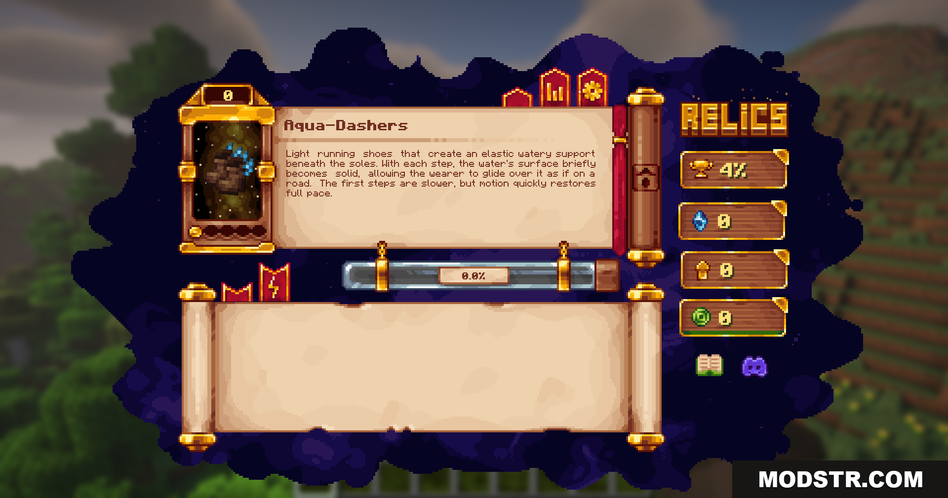 Reliquified Artifacts Mod Screenshot 8 Aqua-Dashers relic allows the player to walk on water