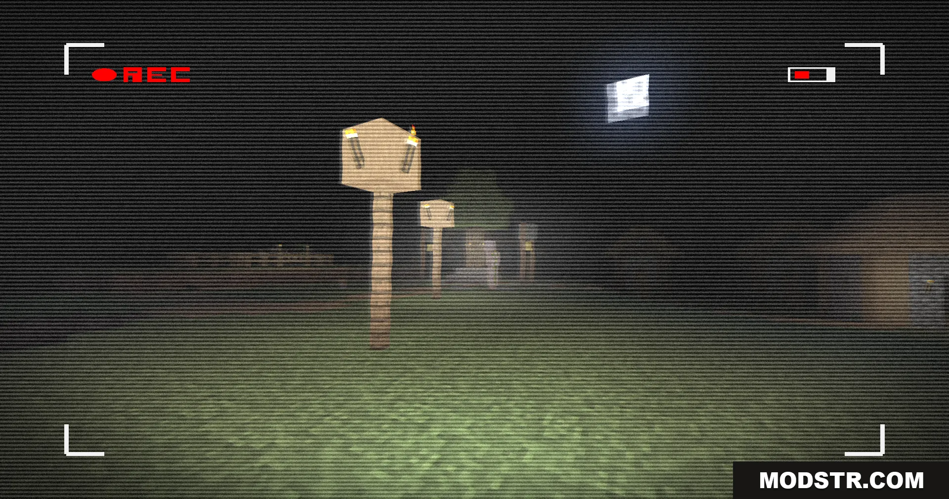 Retro VHS Screen Shaders Screenshot 9 A wooden lamp post under the moon with a vintage camcorder filter