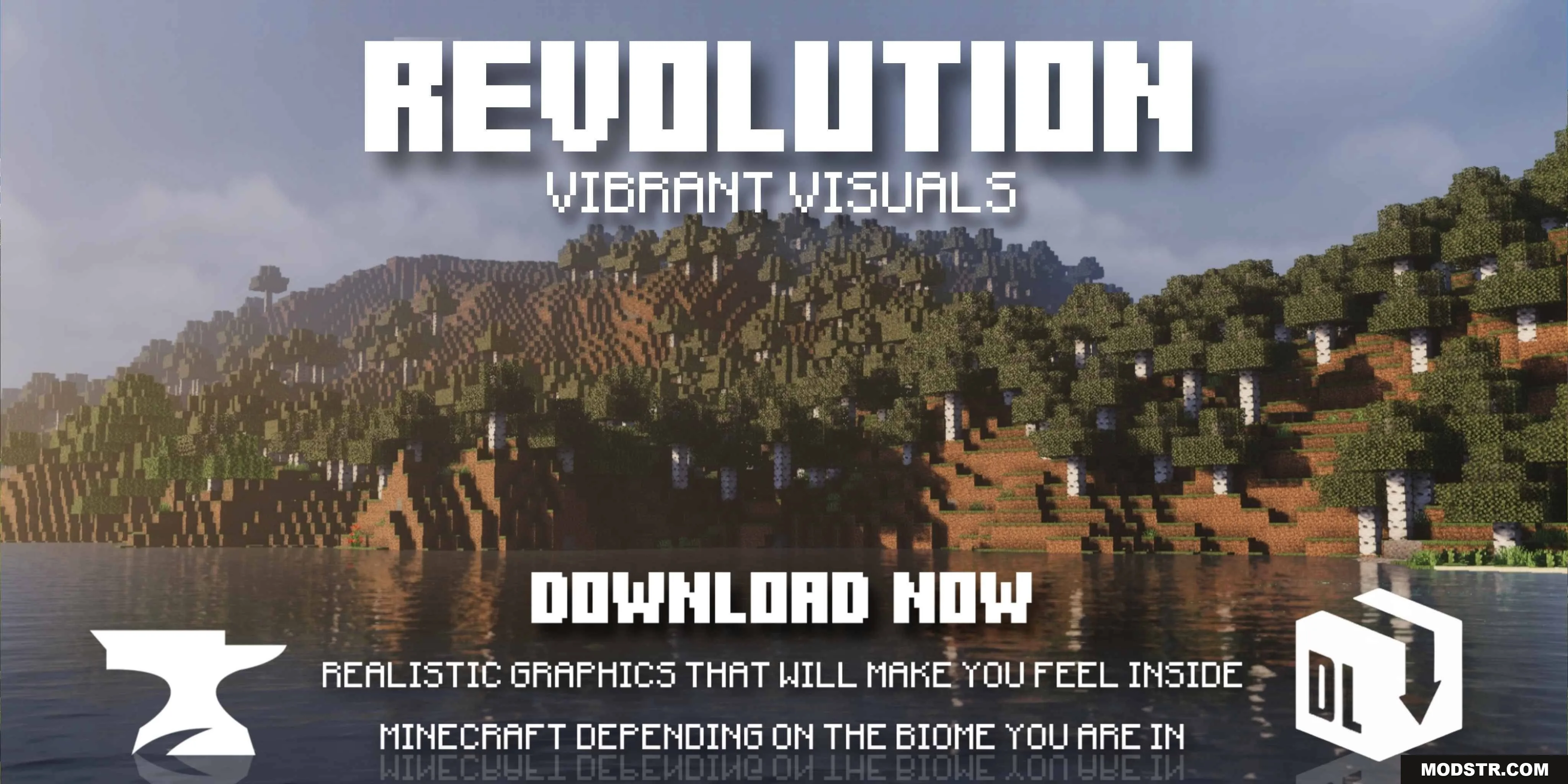 Revolution Vibrant Visuals Static Light Texture Pack Screenshot 1 Revolution Vibrant Visuals pack showing realistic graphics and beautiful water reflections