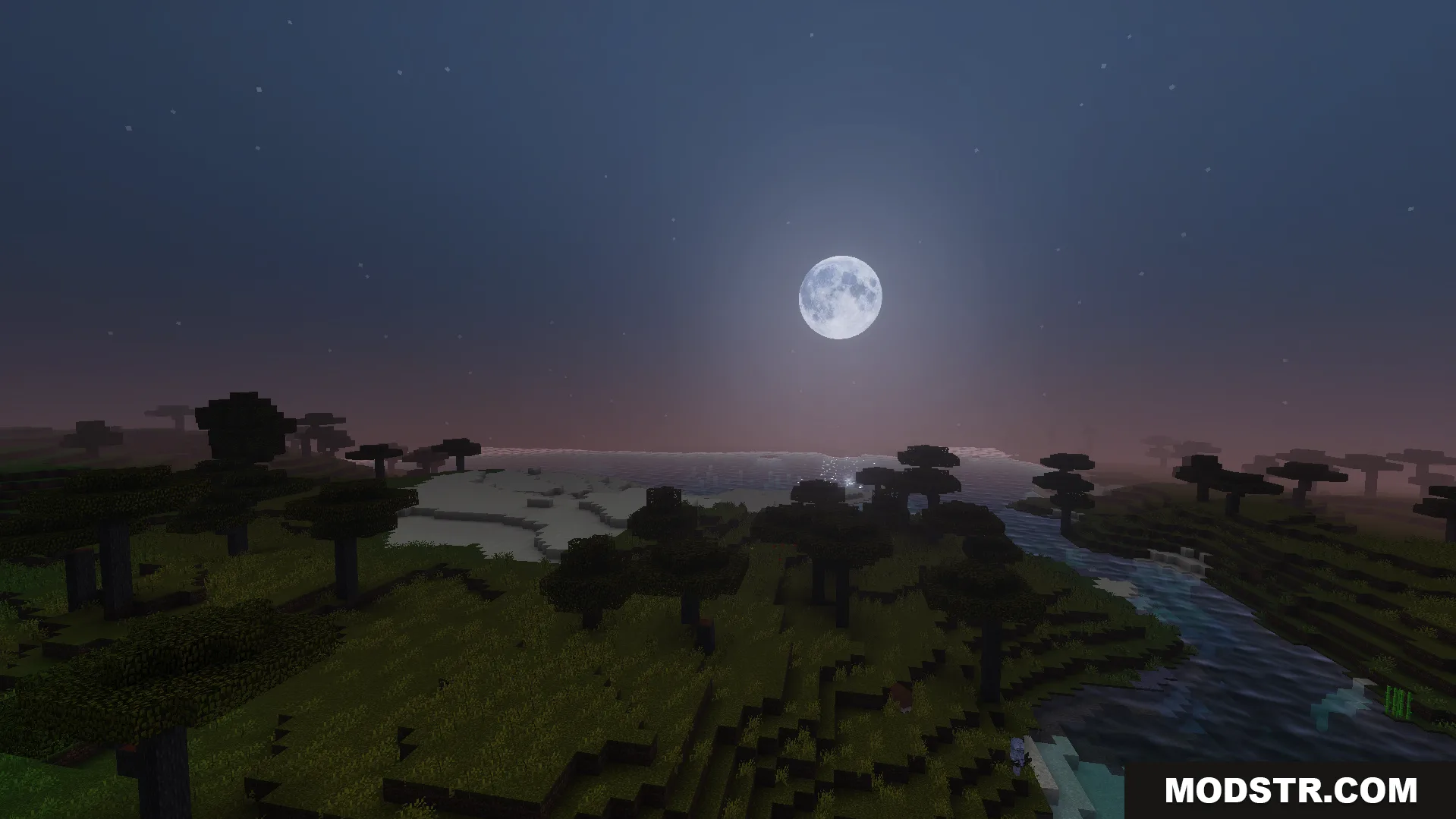 RG Visuals Shader Screenshot 4 Soft shadow transitions and realistic lighting in a biome during the night