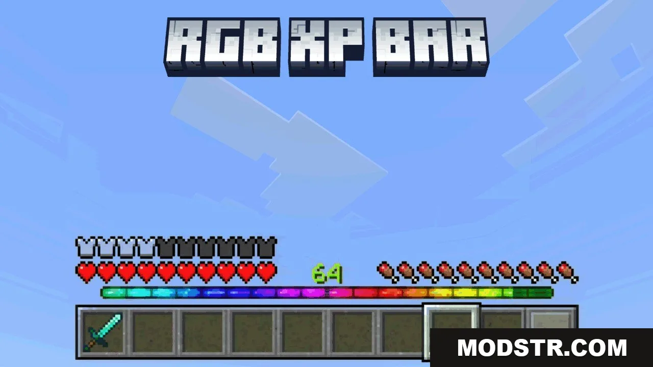 RGB XP Bar Texture Pack (1.21, 1.20) – Vibrant Animated Level Gauge cover art