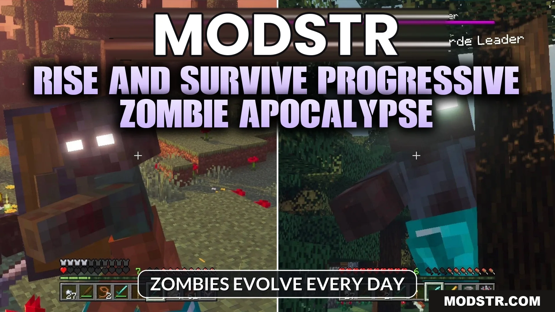 Rise and Survive Progressive Zombie Apocalypse Addon (1.21) – Zombies Evolve Every Day cover art