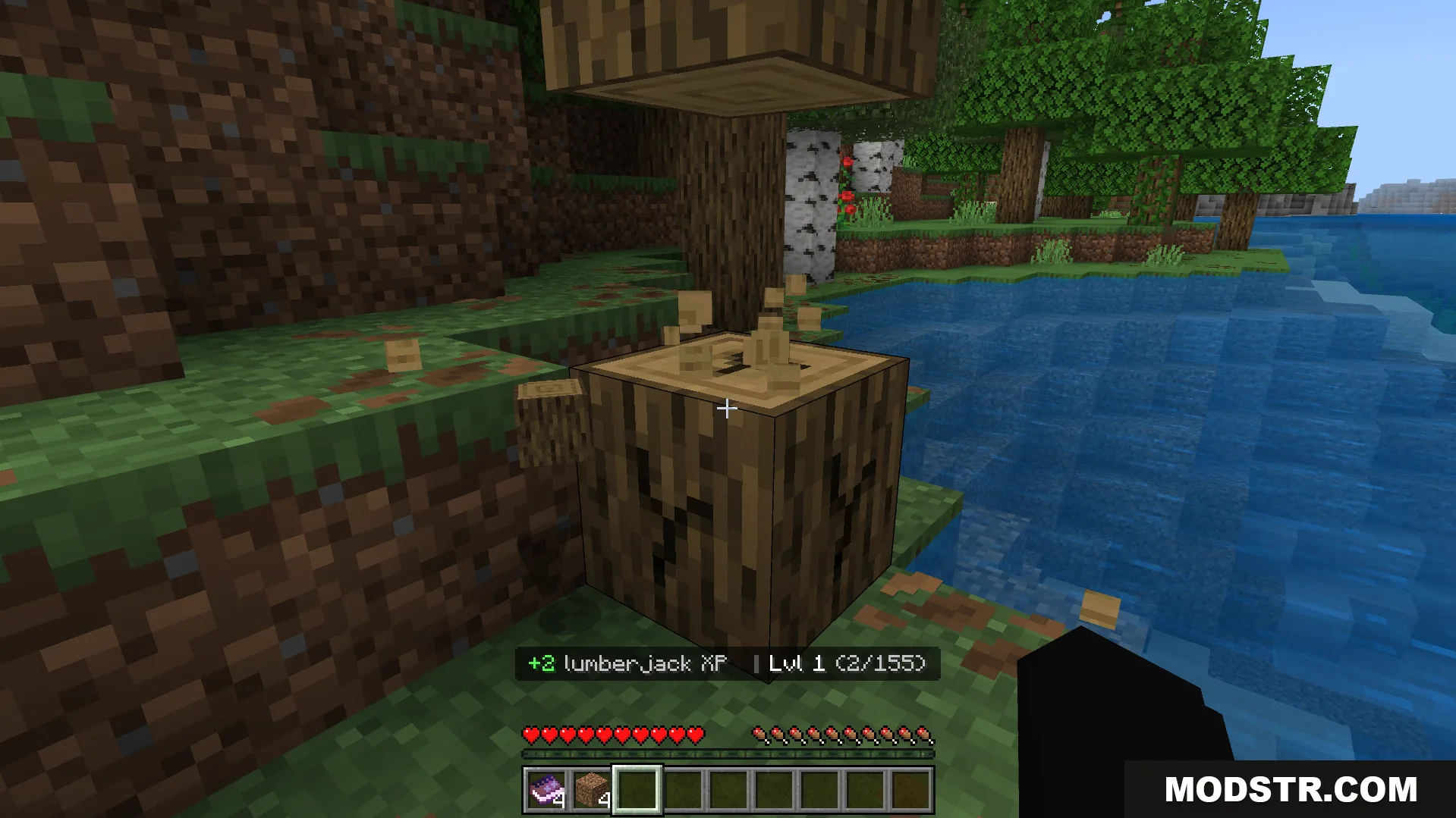 RPG Skills and Prestige Evolved Addon Screenshot 8 Player chopping wood to earn lumberjack experience points for the leveling system