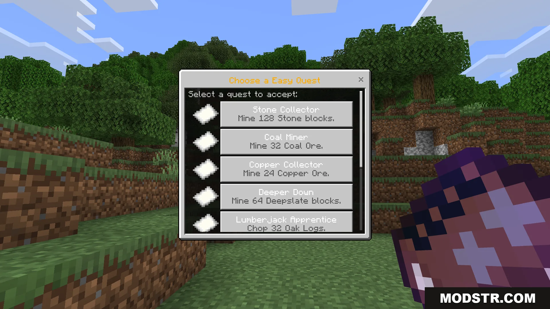 RPG Skills and Prestige Evolved Addon Screenshot 5 The RPG Skills And Prestige Evolved Addon quest menu showing easy tasks