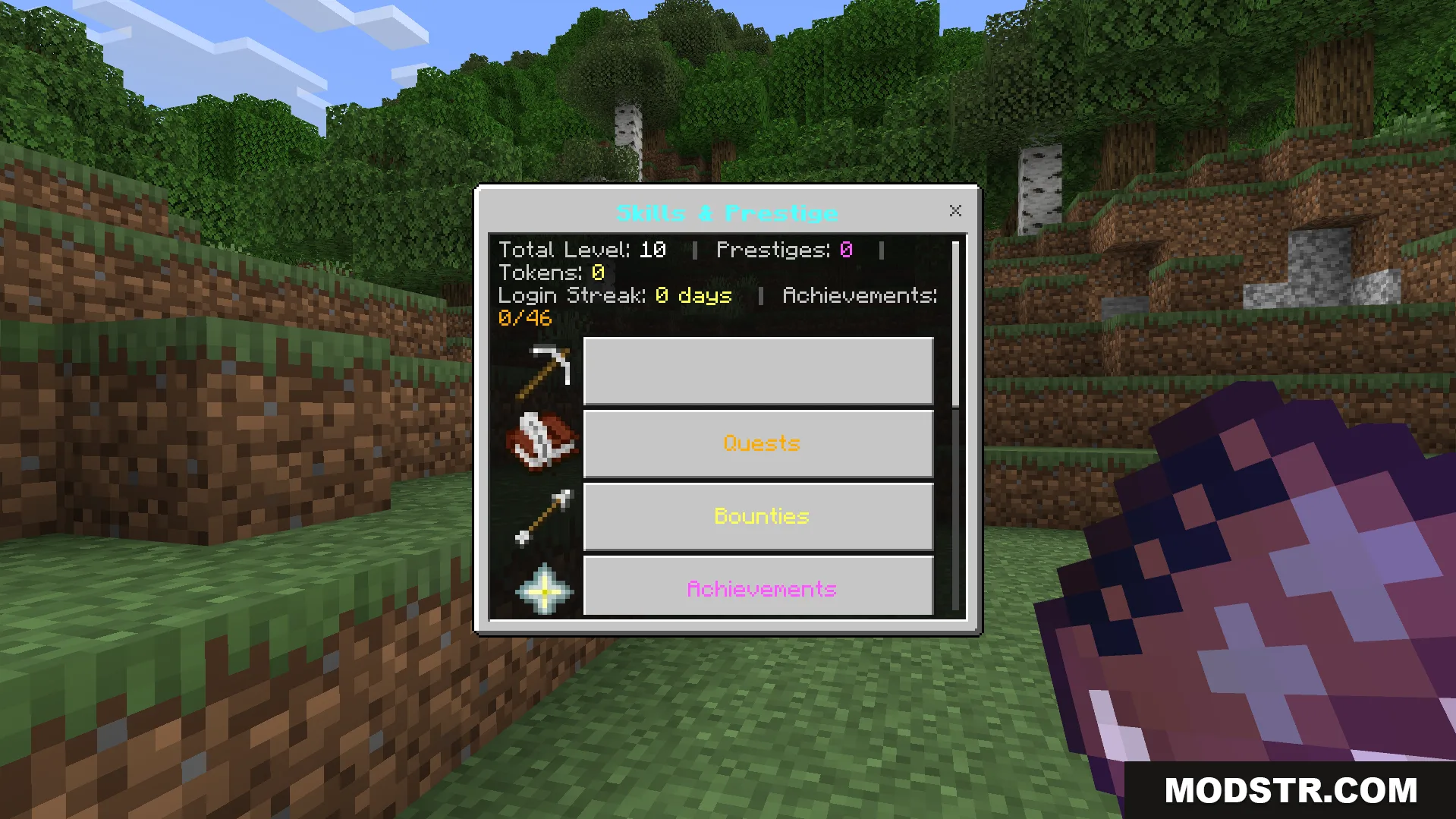 RPG Skills and Prestige Evolved Addon Screenshot 3 Main menu interface showing total level prestiges tokens and achievement progress