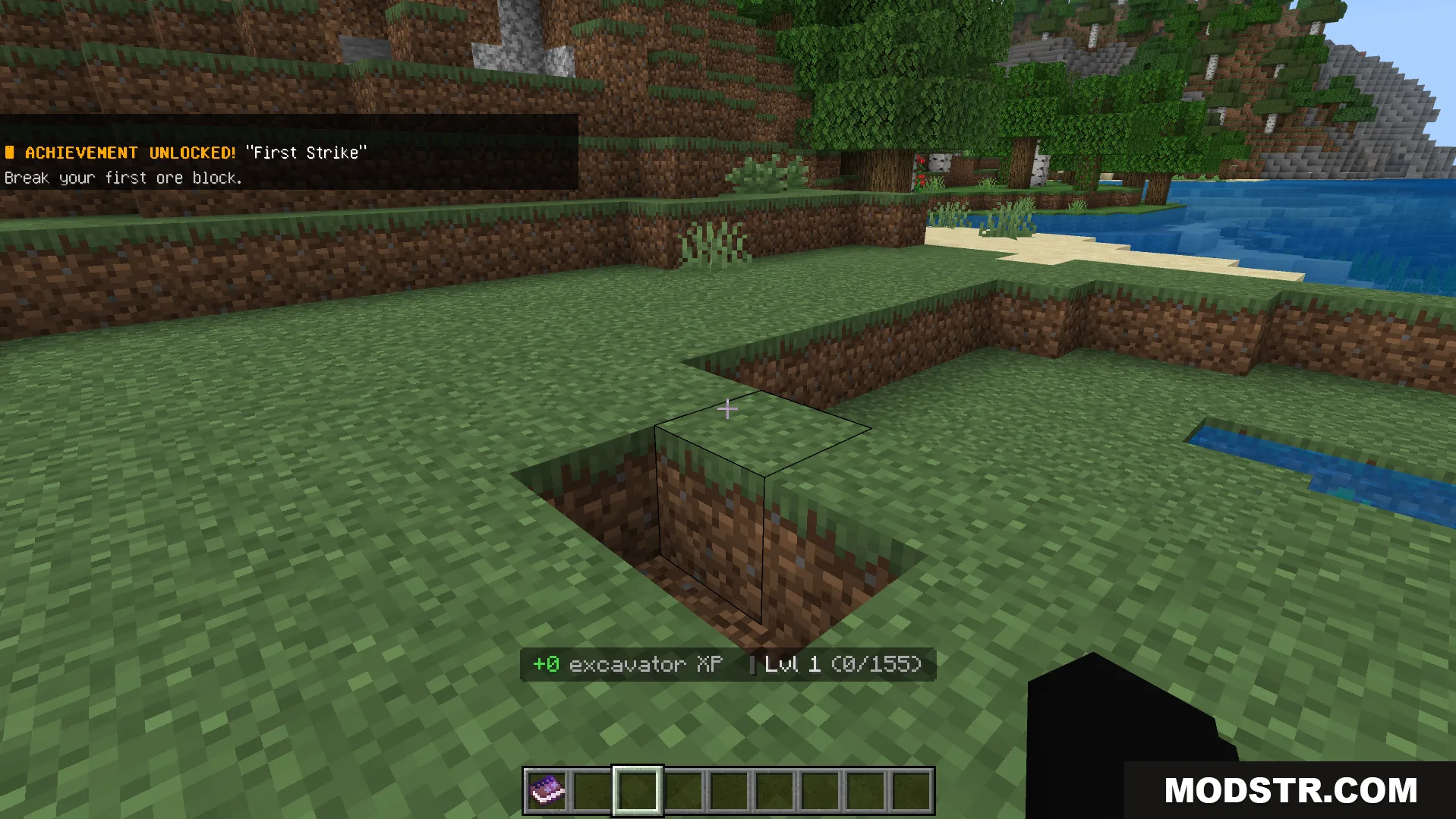 RPG Skills and Prestige Evolved Addon Screenshot 7 Player digging dirt to gain excavator experience points and unlock skill perks