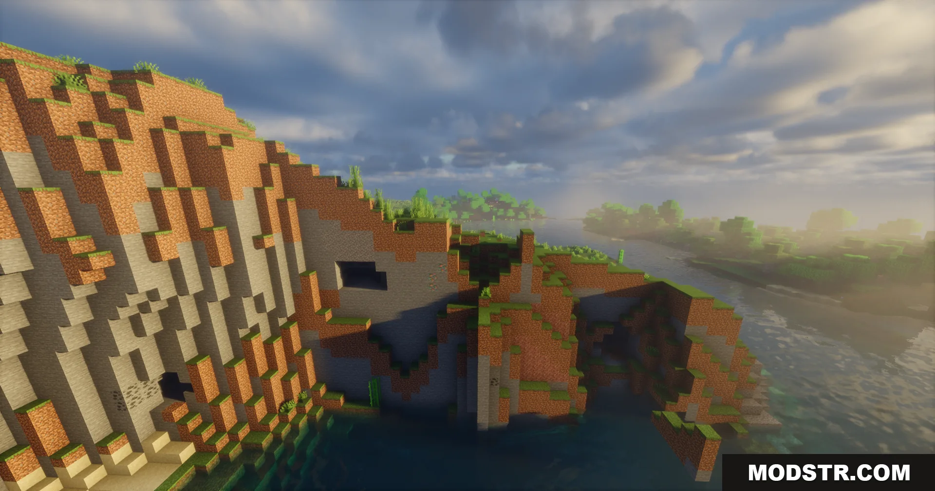 Rrtt217 S Hdr Mod Screenshot 9 Steep dirt cliff next to water with realistic lighting and shadows