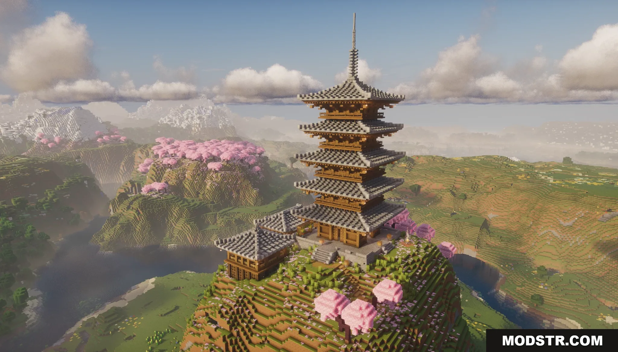 Sakura Pagoda Map Screenshot 5 A tall Sakura Pagoda stands on a hill surrounded by pink cherry blossoms