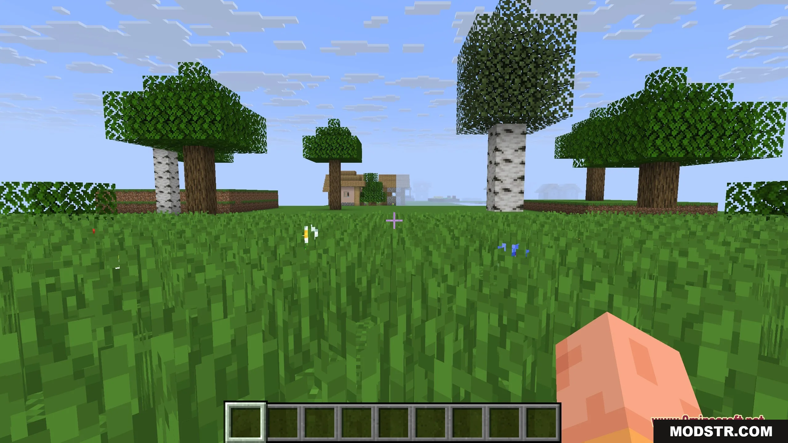 Seasons 9minecraft Mod Screenshot 2 Lush green leaves arranged in a wall between two vertical wooden logs