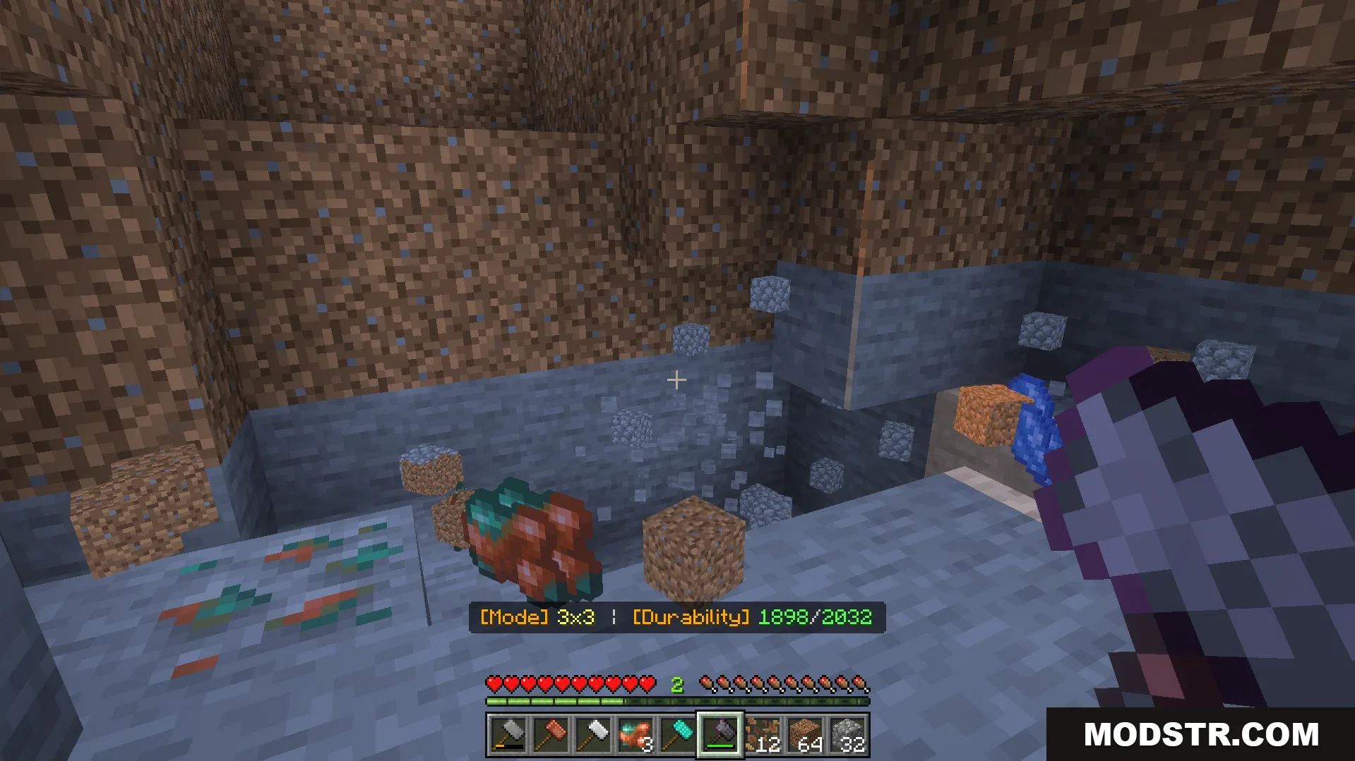 ShapeMiner Addon Screenshot 8 Breaking multiple blocks at once with a netherite hammer