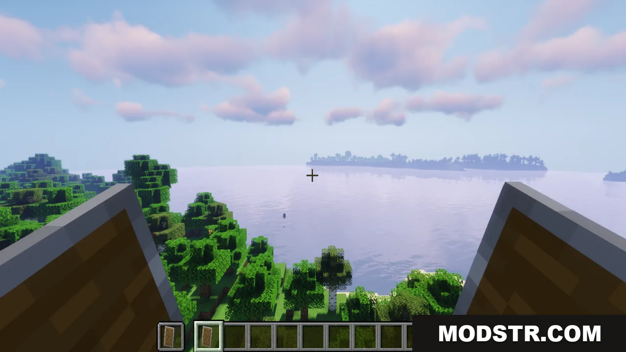 First person view showing shields held lower on screen